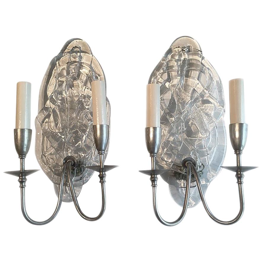 Pair of Venetian Glass Sconces For Sale