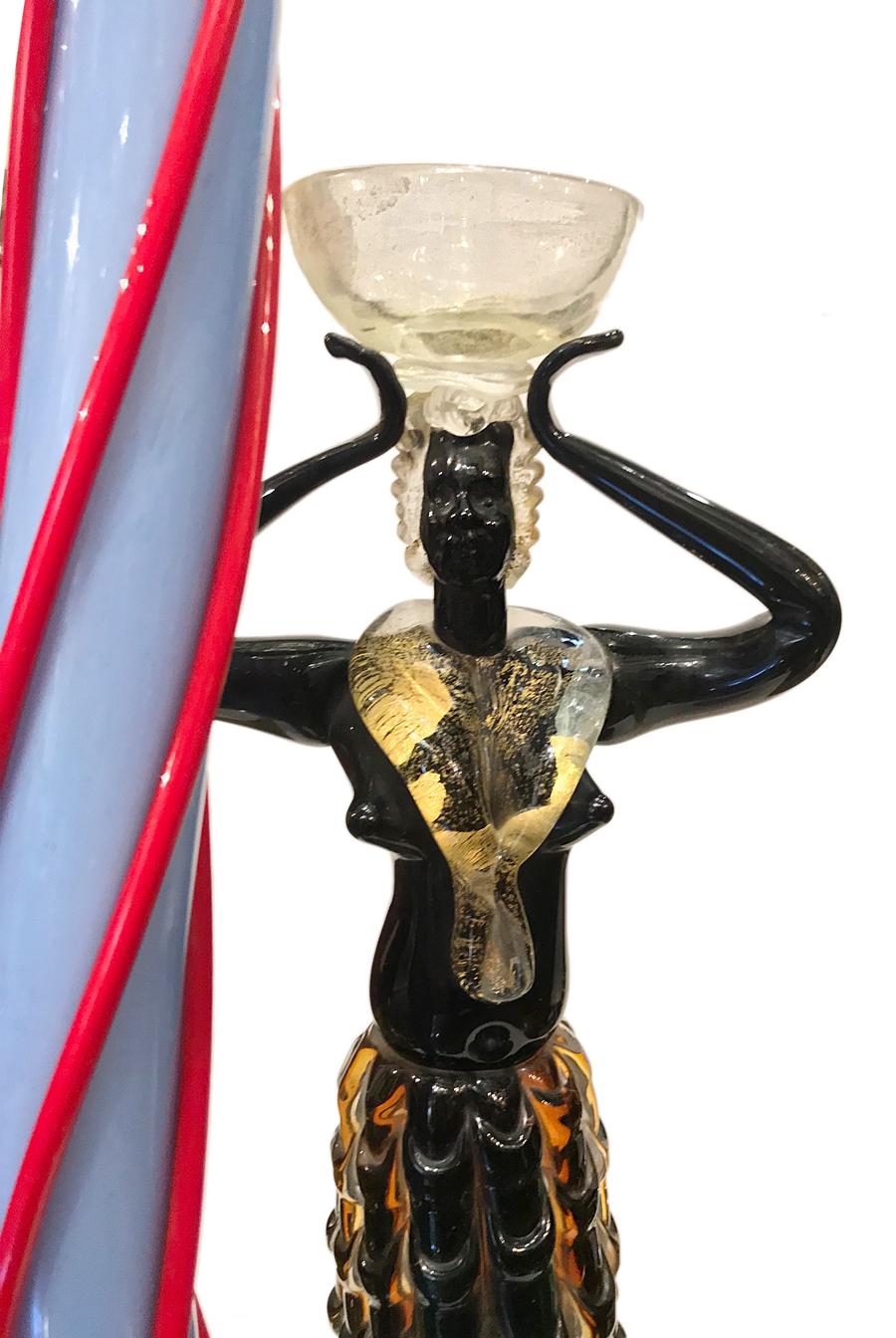 Gilt Pair of Venetian Glass Table Lamps For Sale