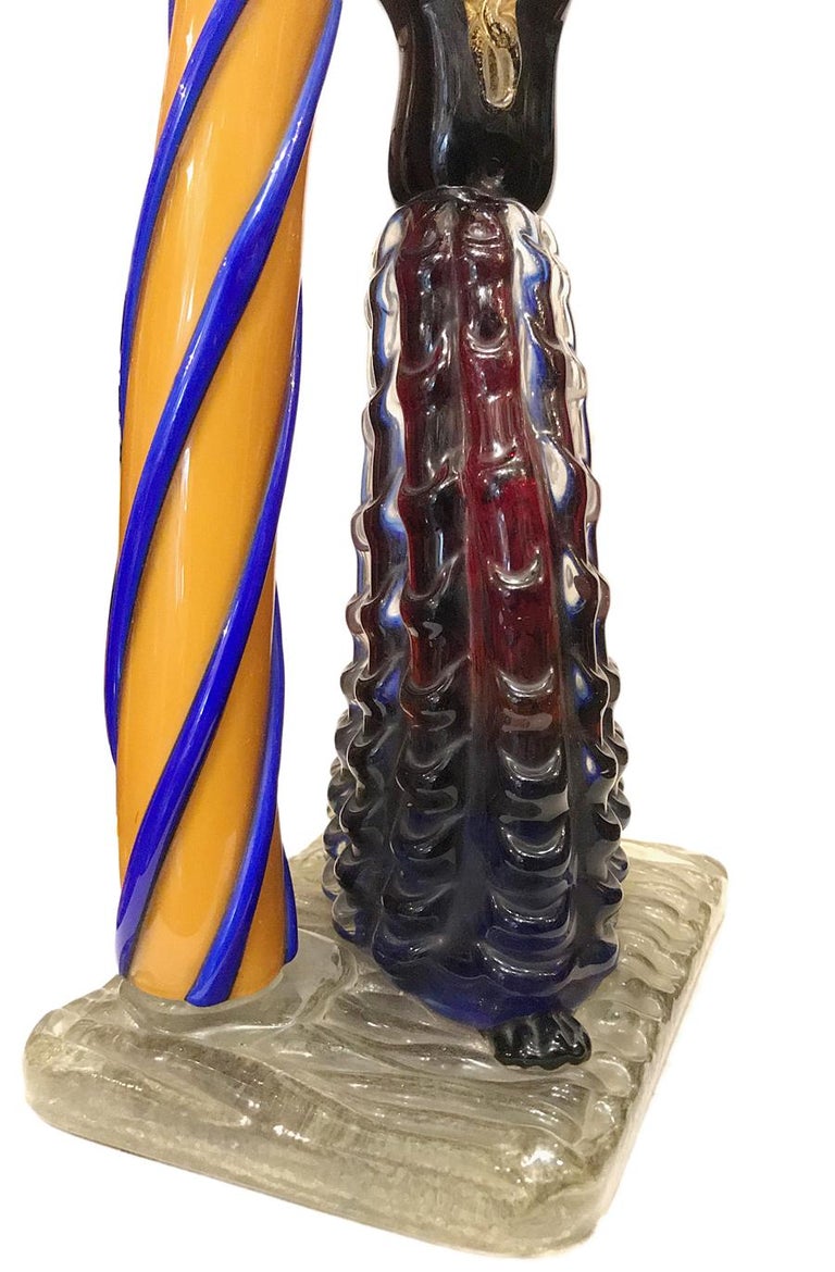 Pair of Venetian Glass Table Lamps In Good Condition For Sale In New York, NY
