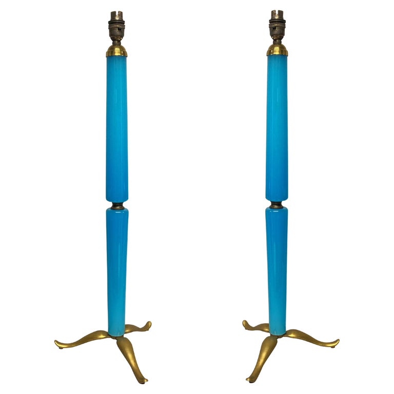 Pair of Glass Table Lamps For Sale at 1stDibs
