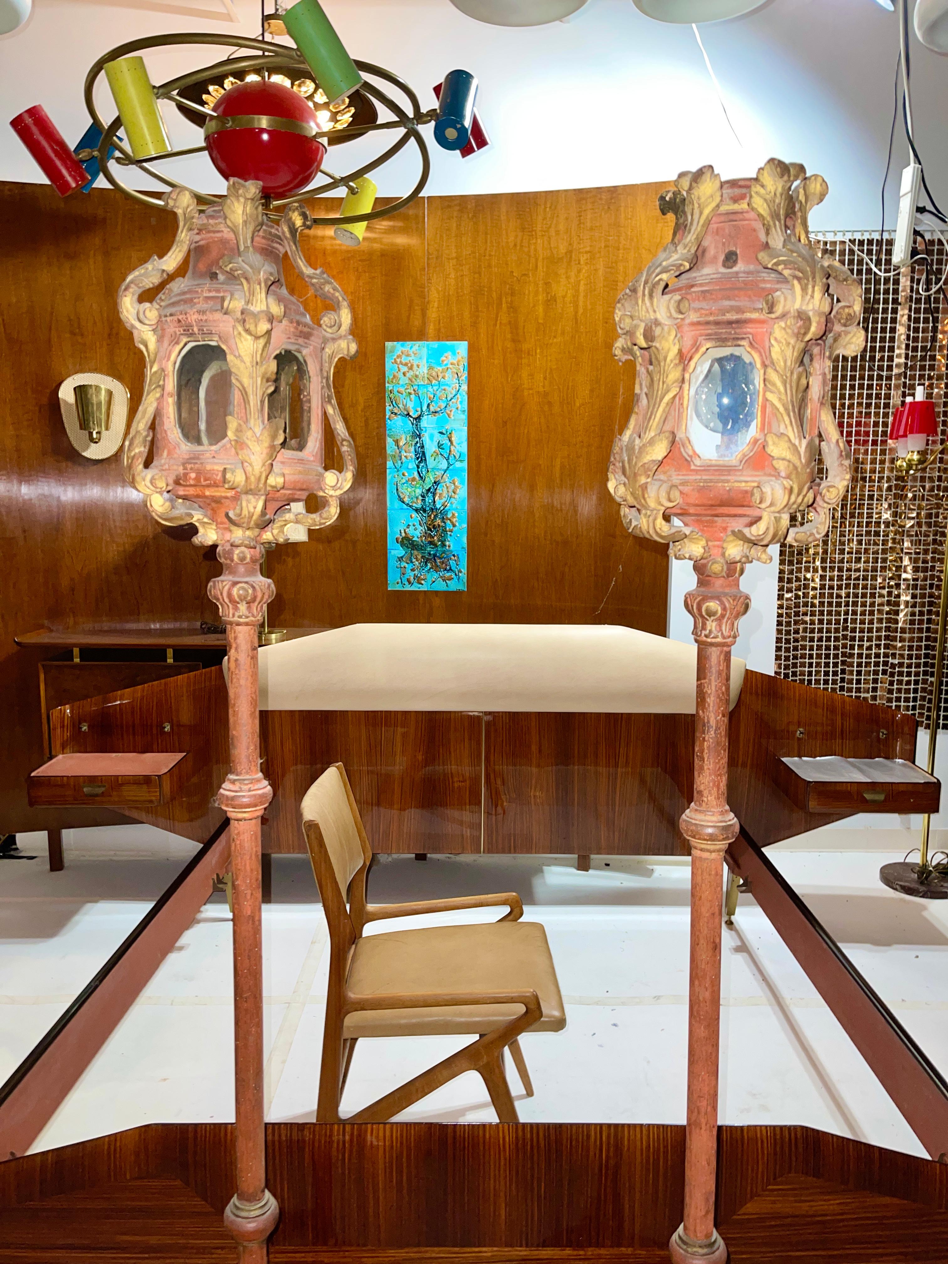 Pair of Venetian Gondola Lantern Torcheres 2