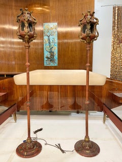 Pair of Venetian Gondola Lantern Torcheres