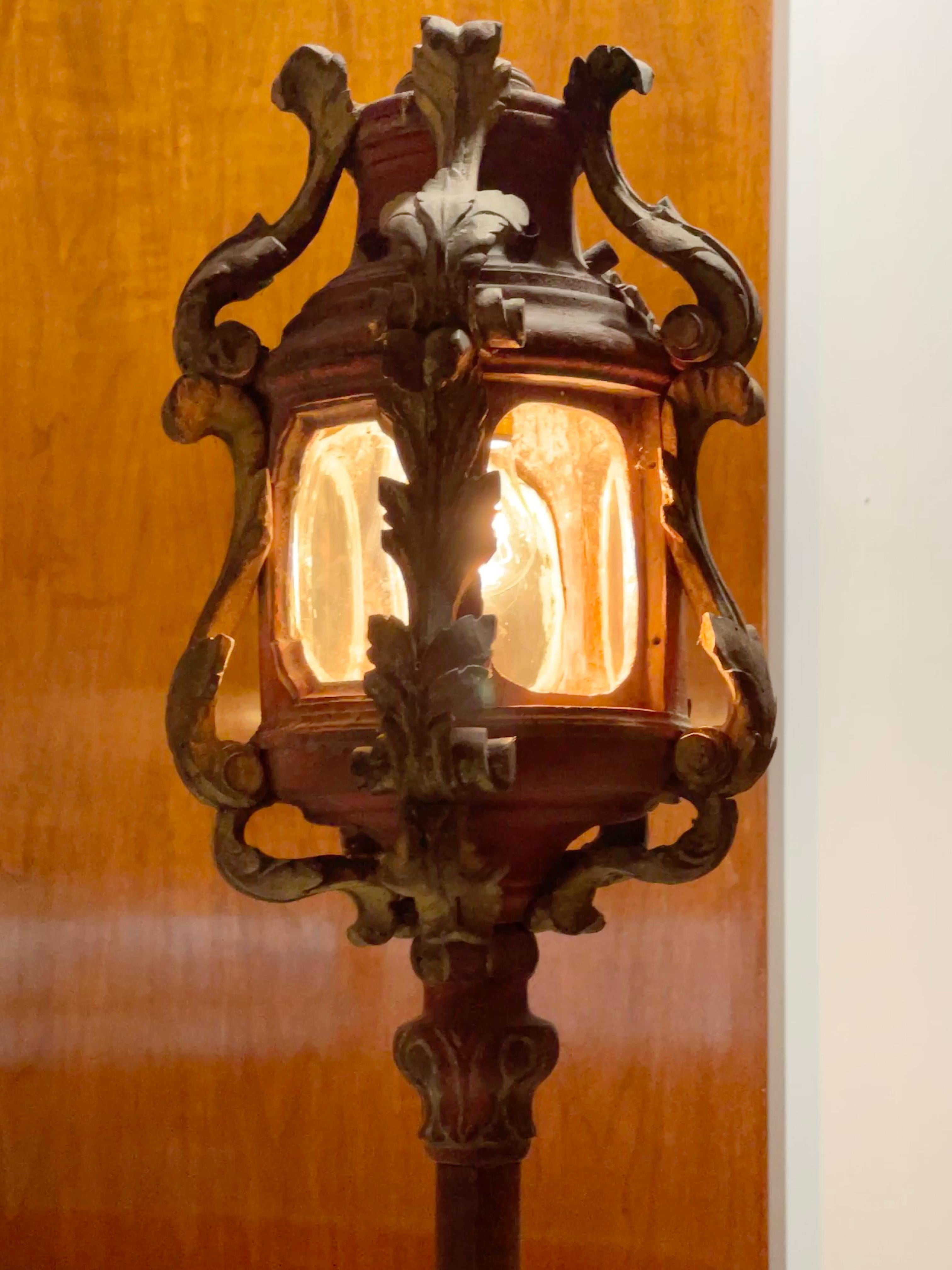 Hand-Carved Pair of Venetian Gondola Lantern Torcheres