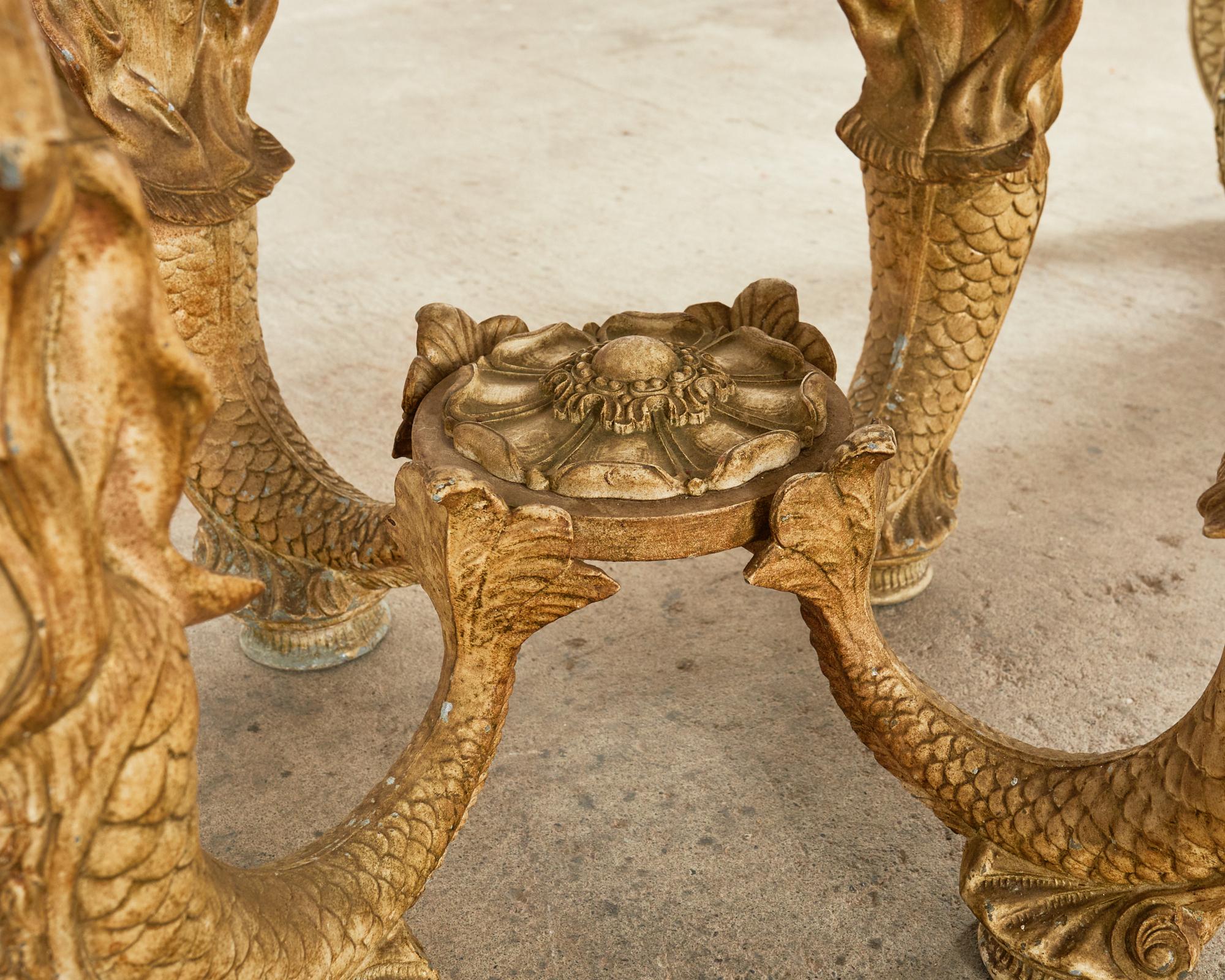 Pair of Venetian Grotto Style Marble Top Tables with Mermaids 3