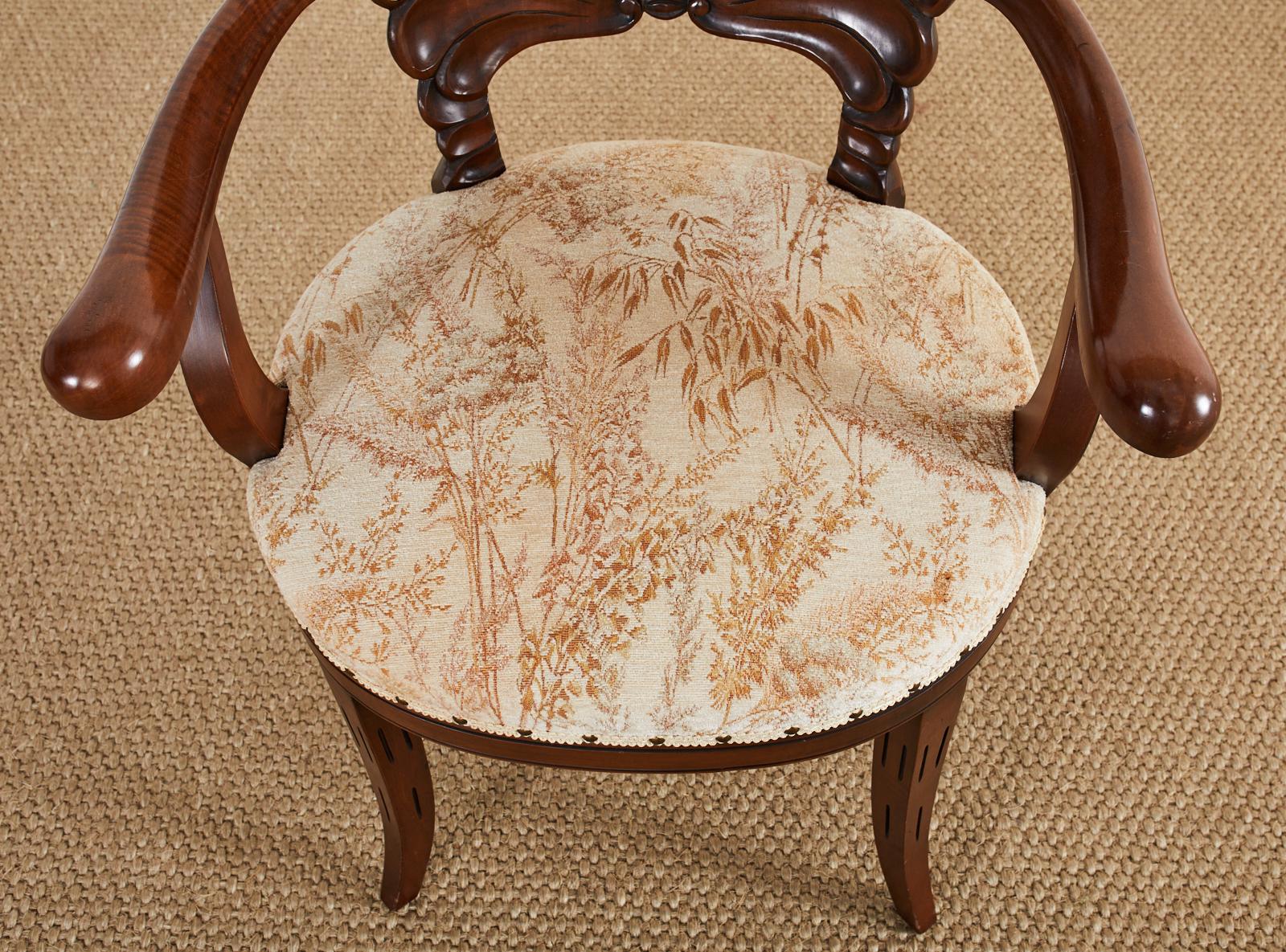 Pair of Venetian Grotto Style Walnut Shell Back Dining Armchairs For Sale 5
