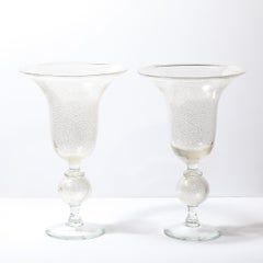Pair of Venetian  Handblown Translucent Glass Vases by Vetri Artistic