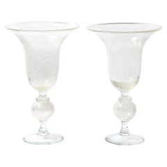Paire de vénitiens  Vases en verre translucide soufflé à la main par Vetri Artistic