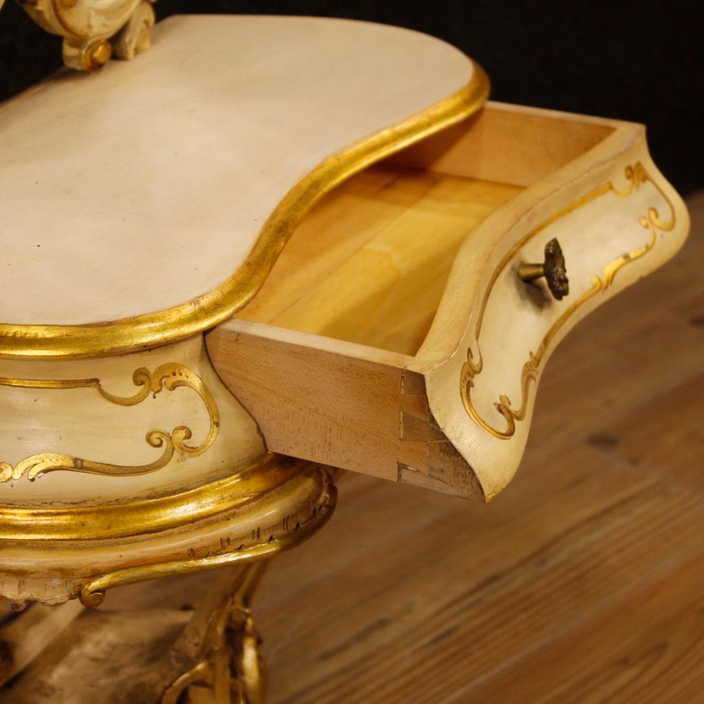 Pair of Venetian Lacquered and Gilded Bedside Tables with Mirrors 4
