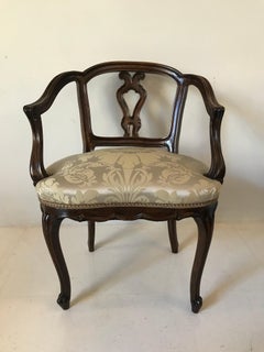 Pair of Venetian Late 19th Century Rococo Style Walnut Armchairs