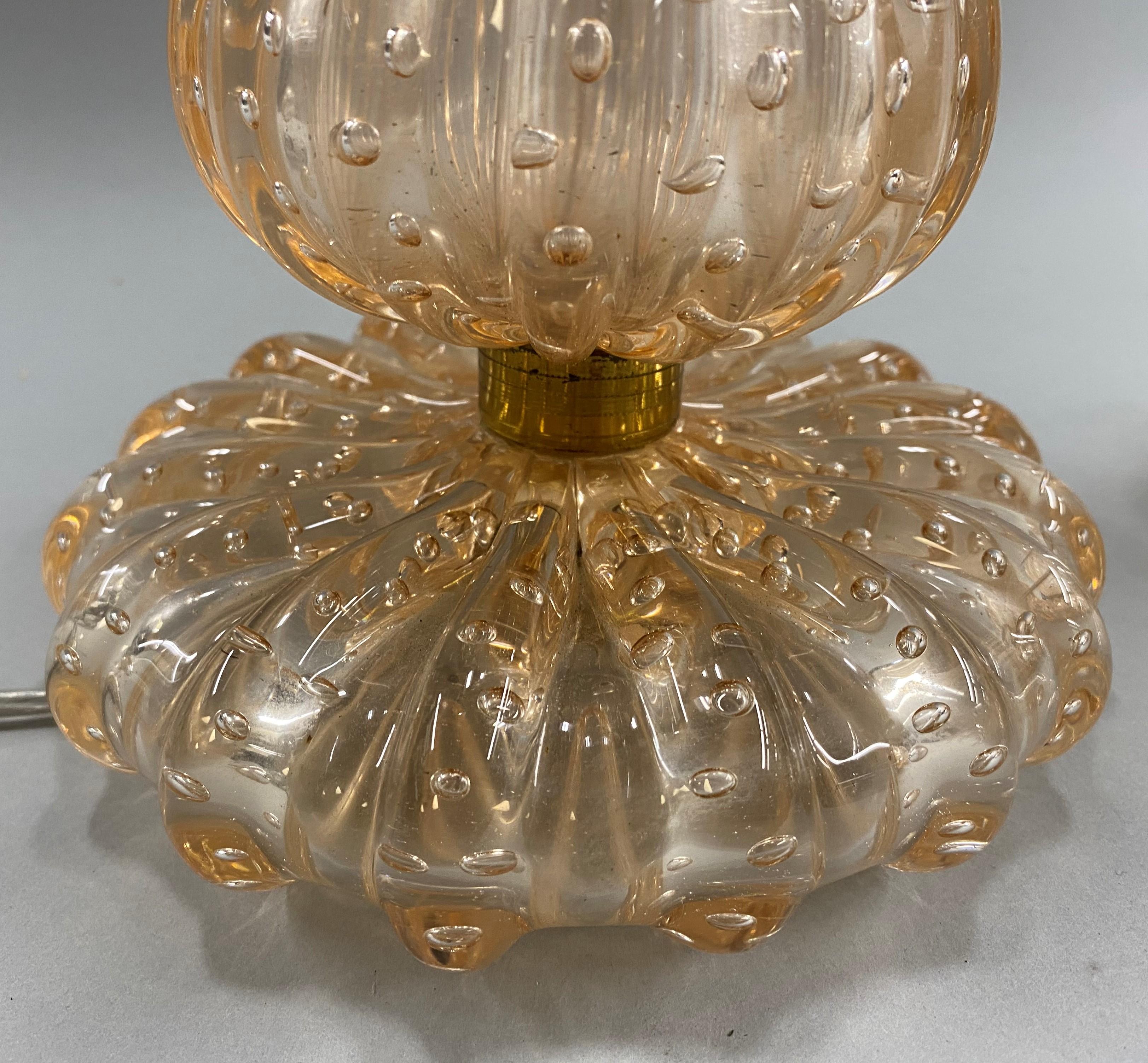 20th Century Pair of Venetian Midcentury Bubble Glass Lamps, circa 1940s