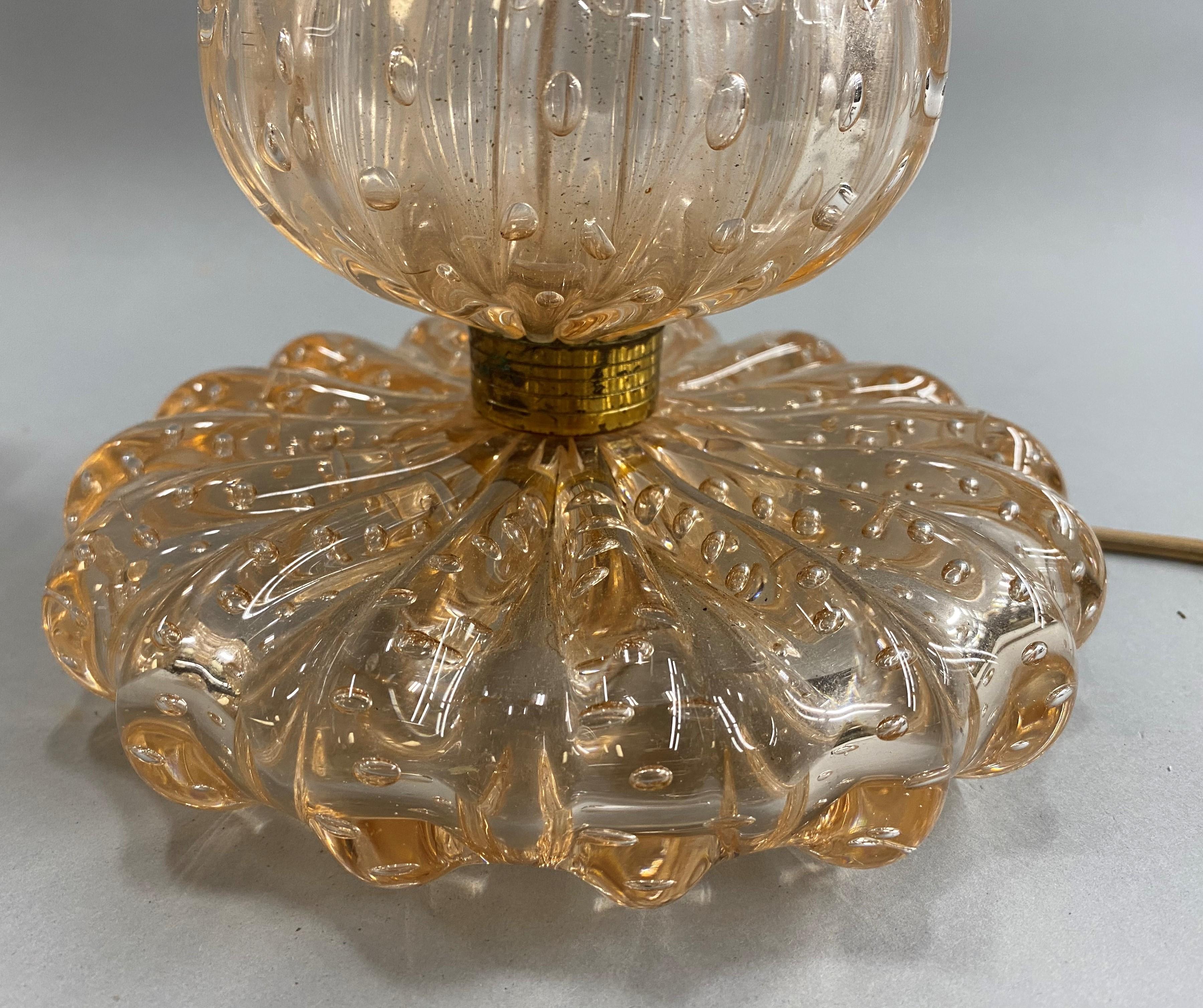 Pair of Venetian Midcentury Bubble Glass Lamps, circa 1940s 3