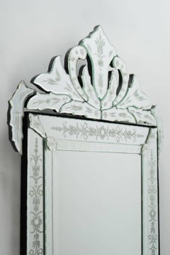 Pair of Venetian Mirror of the 20th Century, Glass is Etched and Bevelled