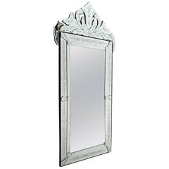 Pair of Venetian Mirror of the 20th Century, Glass is Etched and Bevelled