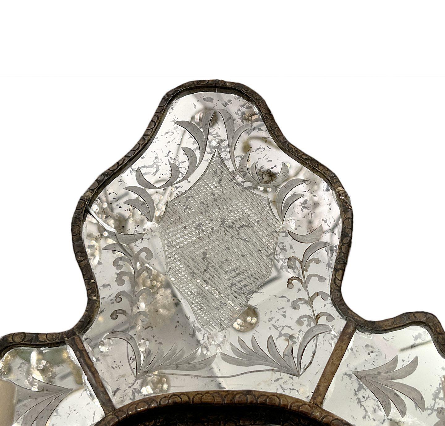 Mid-20th Century Pair of Venetian Mirrored Sconces For Sale
