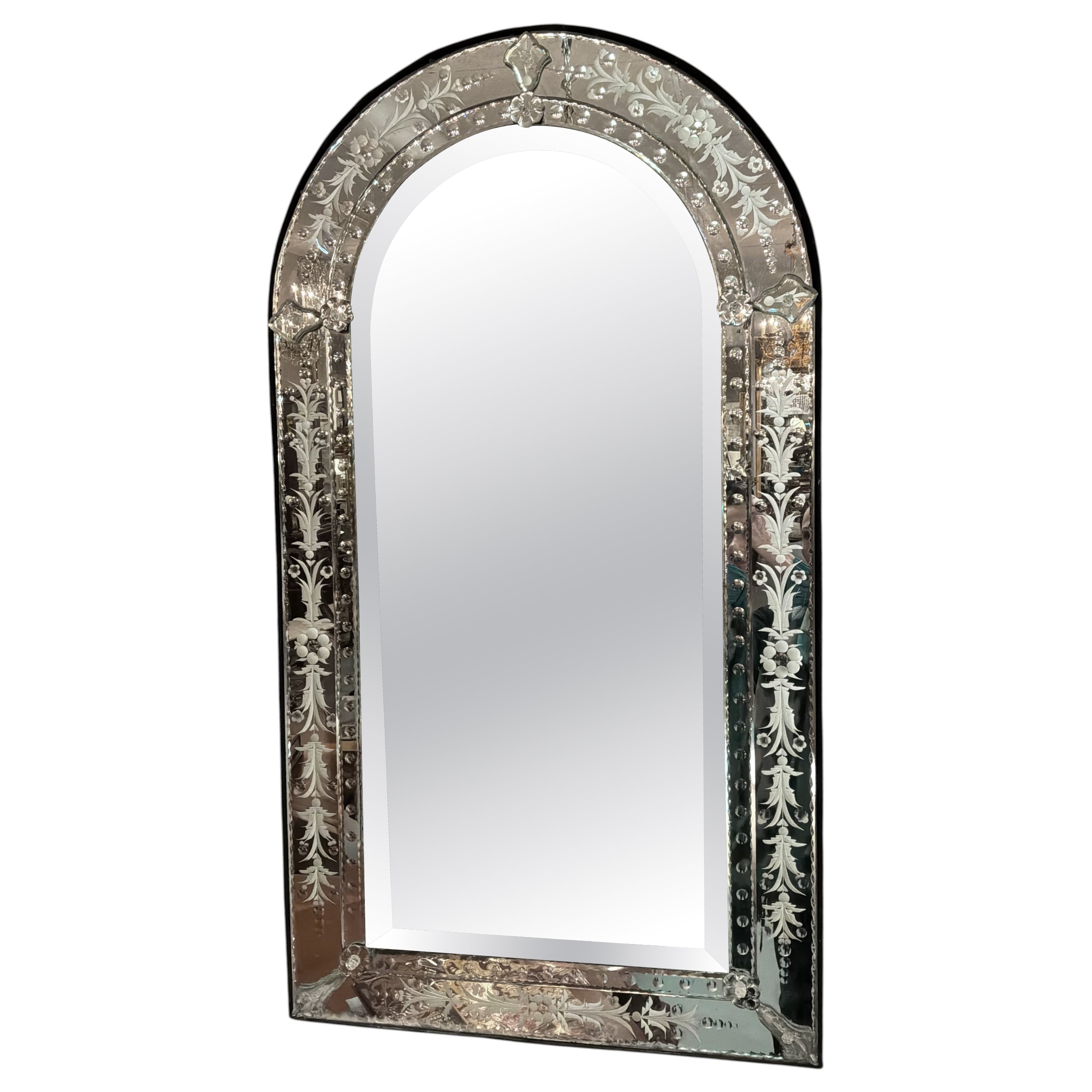Pair of Venetian mirrors with arched top