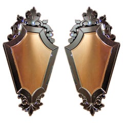 Pair of Venetian Mirrors with cobalt blue mirror surrounds