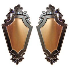 Pair of Venetian Mirrors with cobalt blue mirror surrounds