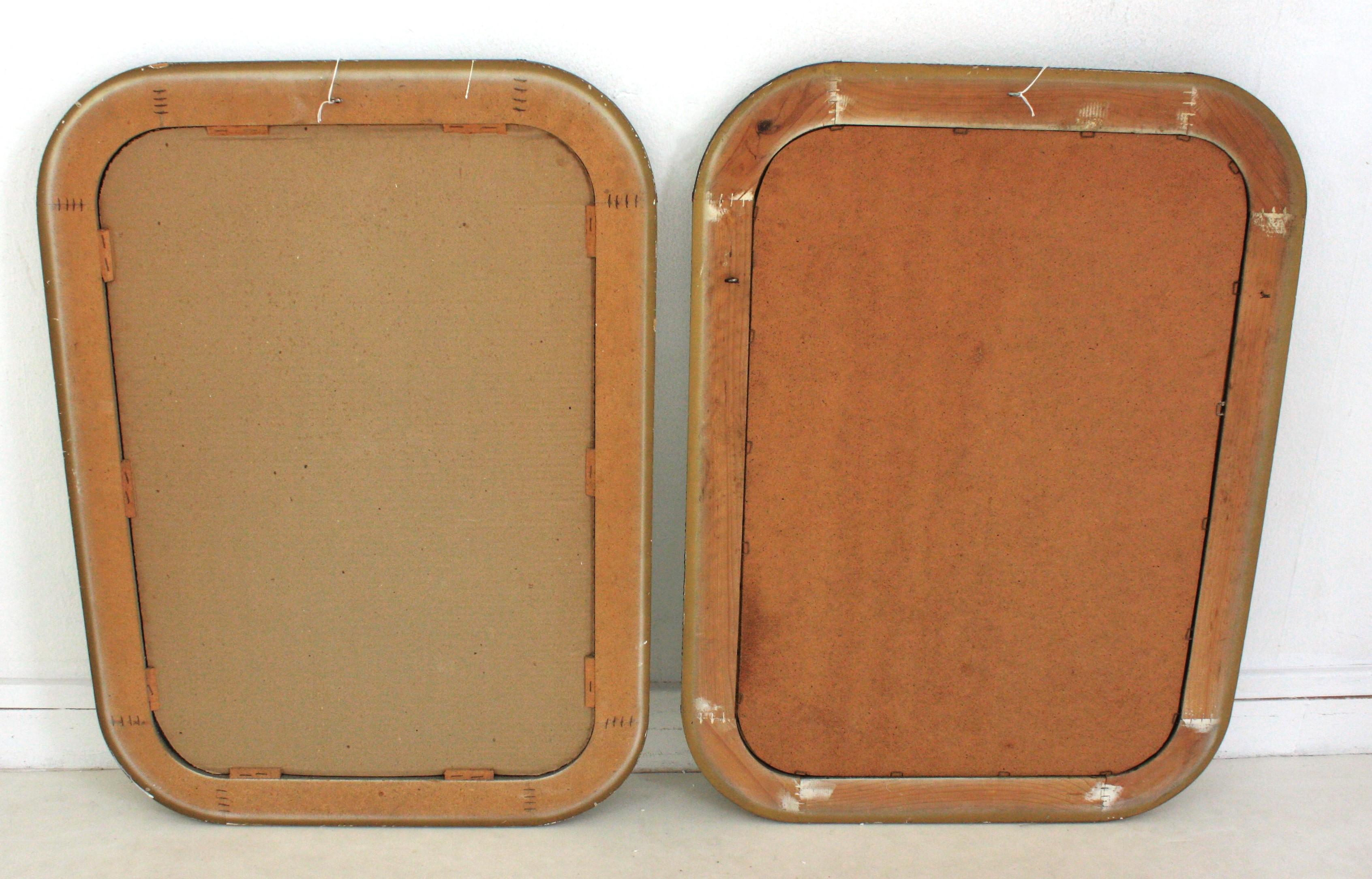 Pair of Venetian Modern Rectangular Mirrors with Brass Details 10