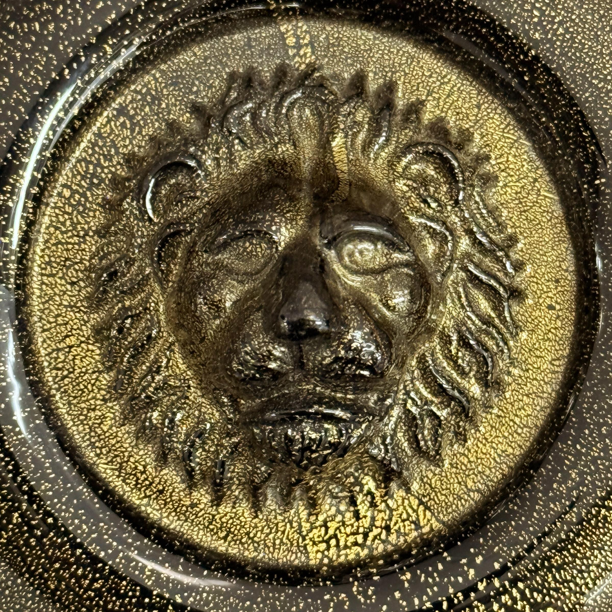 Pair of Venetian Murano Glass Lion Medallions on Custom Steel Mounts 4