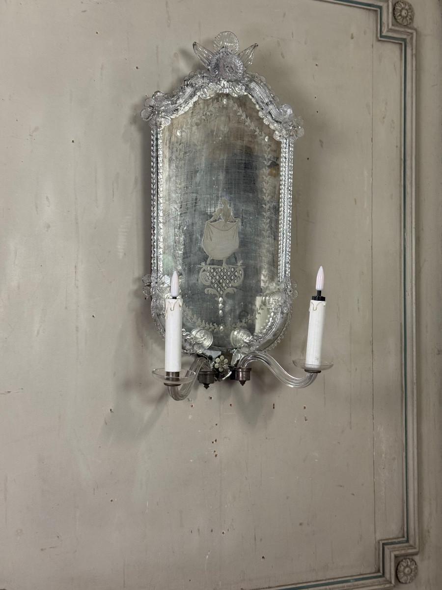 Francese Coppia di specchi da parete in vetro di Murano circa 1900 in vendita
