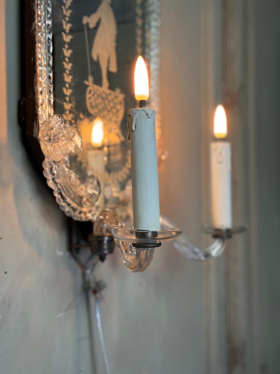 Coppia di specchi da parete in vetro di Murano circa 1900 in vendita 1