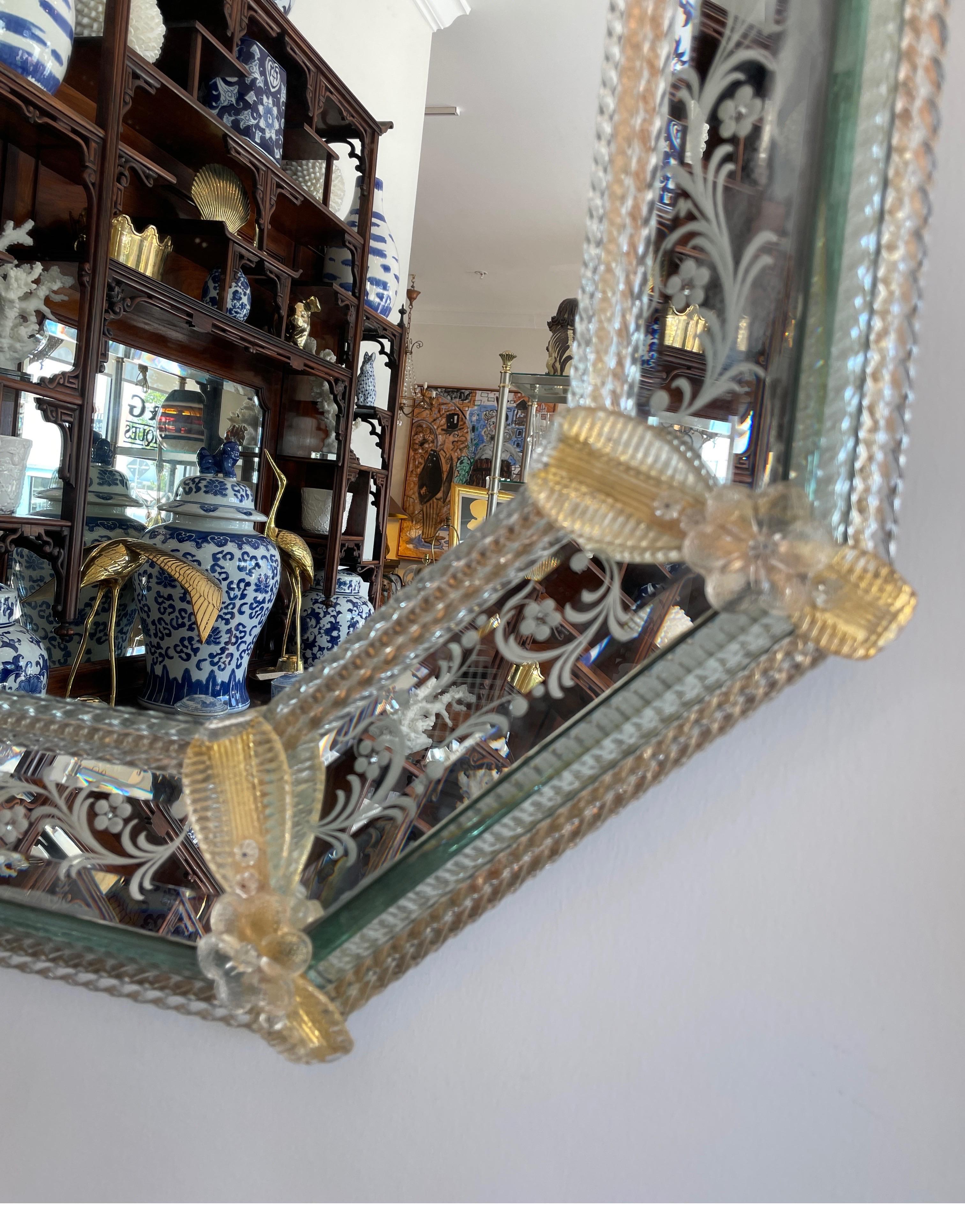 Italian Pair of Venetian Murano Octagon Mirrors