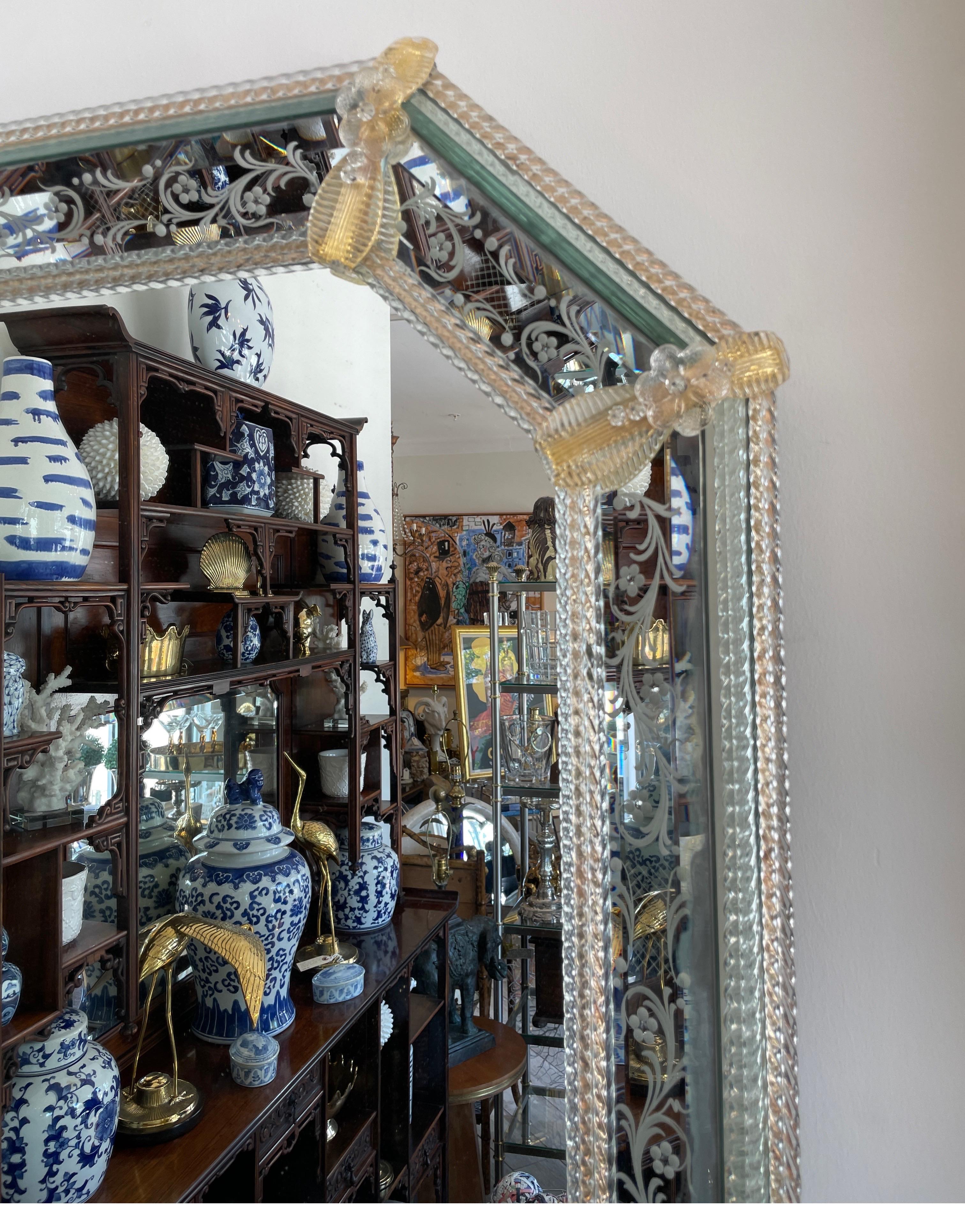20th Century Pair of Venetian Murano Octagon Mirrors