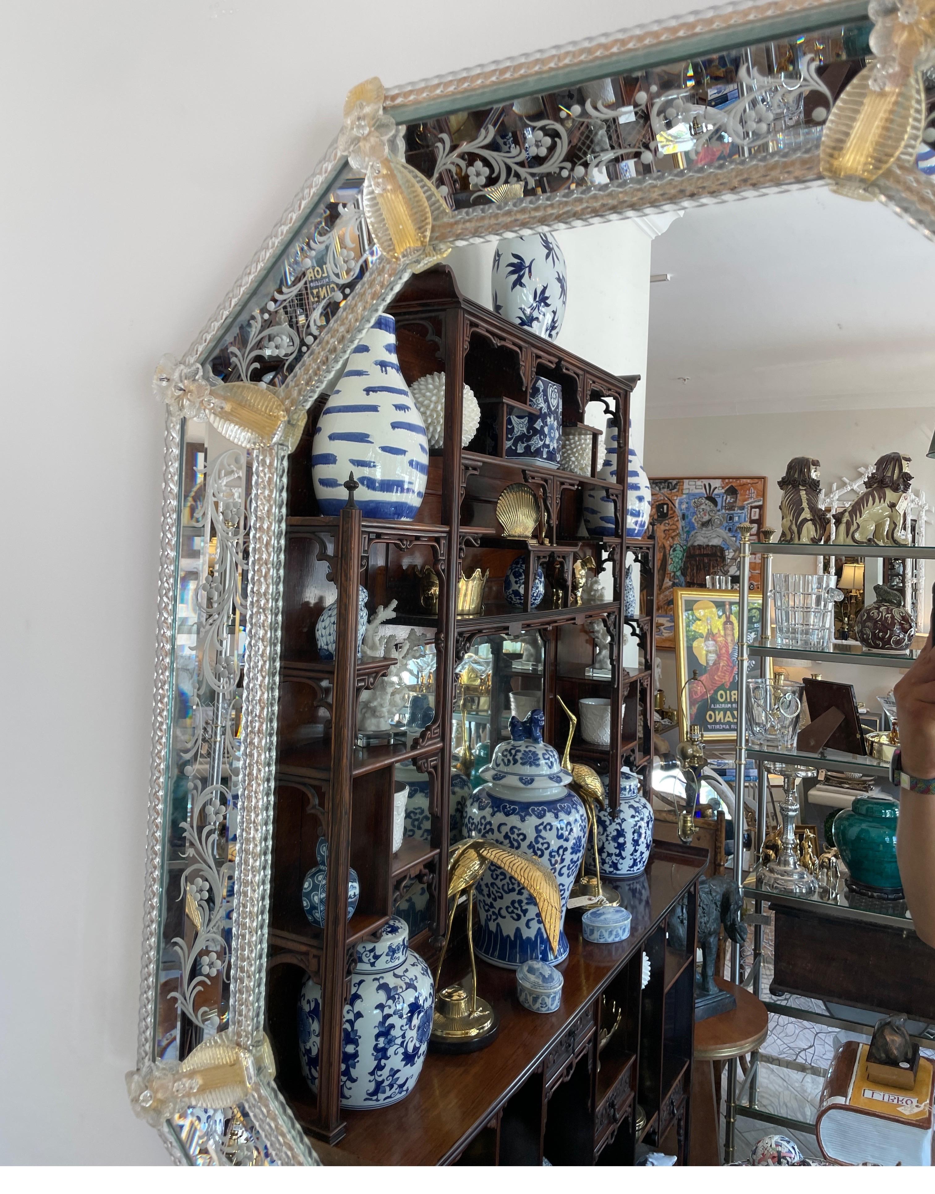 Pair of Venetian Murano Octagon Mirrors 1