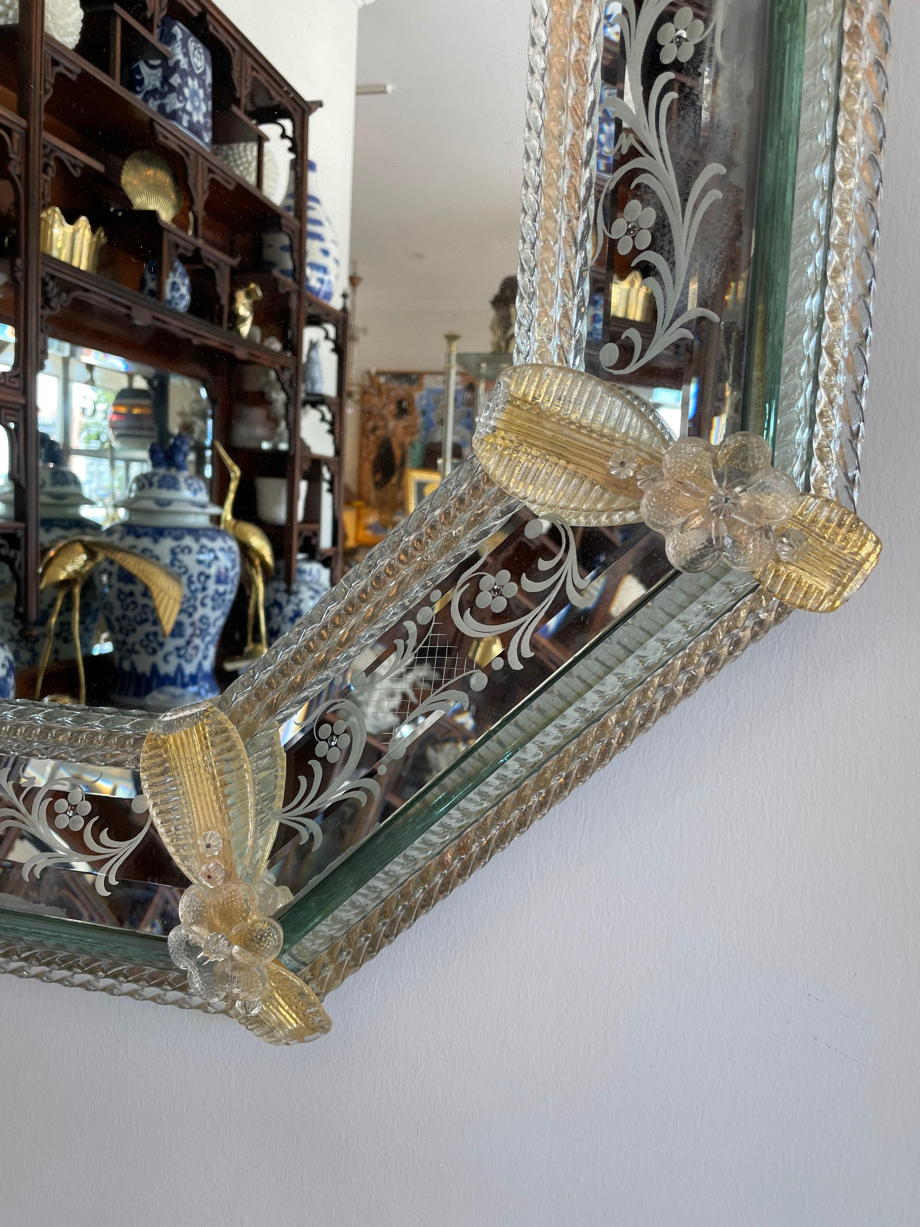 Pair of Venetian Murano Octagon Mirrors 2