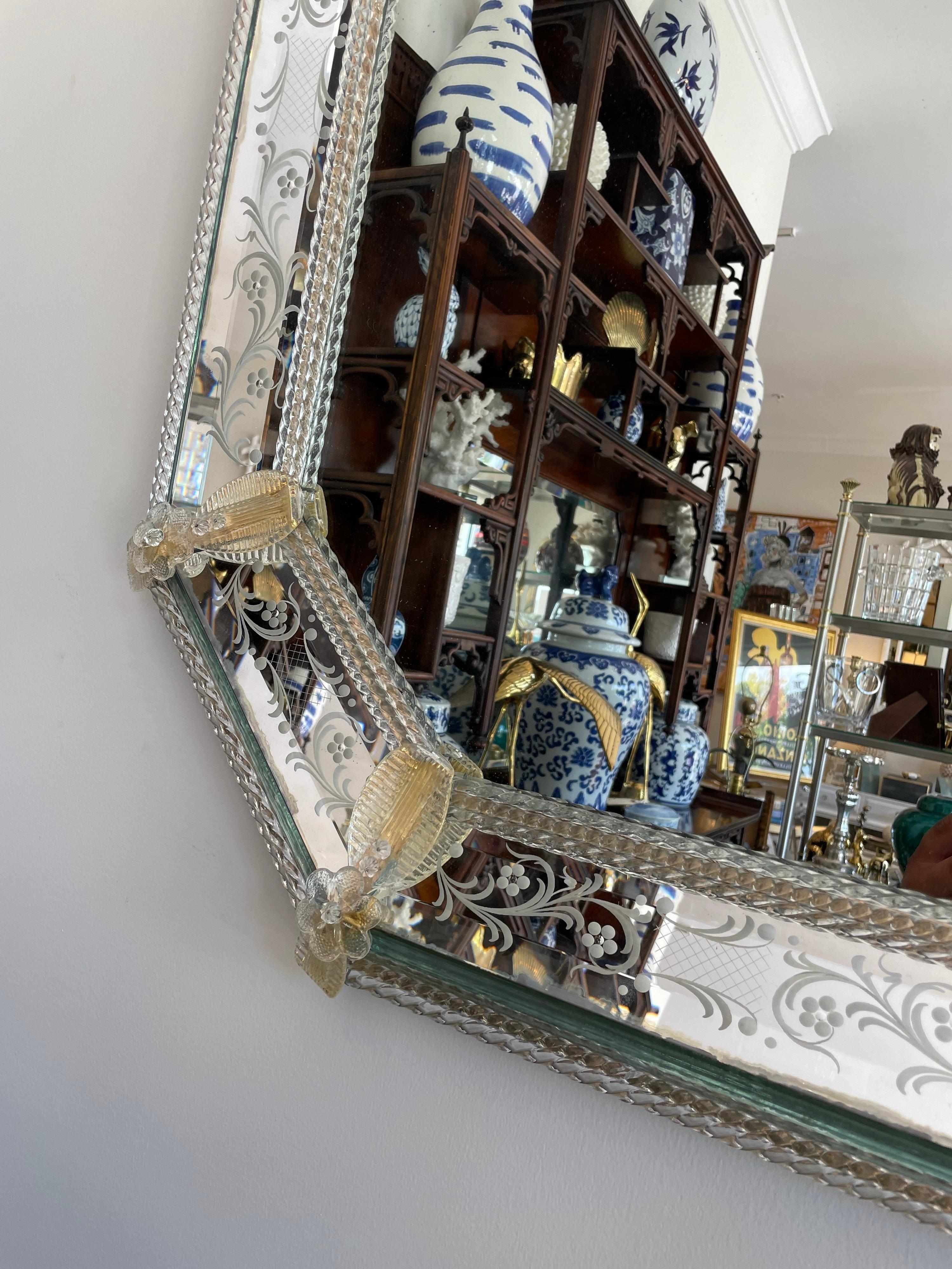 Pair of Venetian Murano Octagon Mirrors 3
