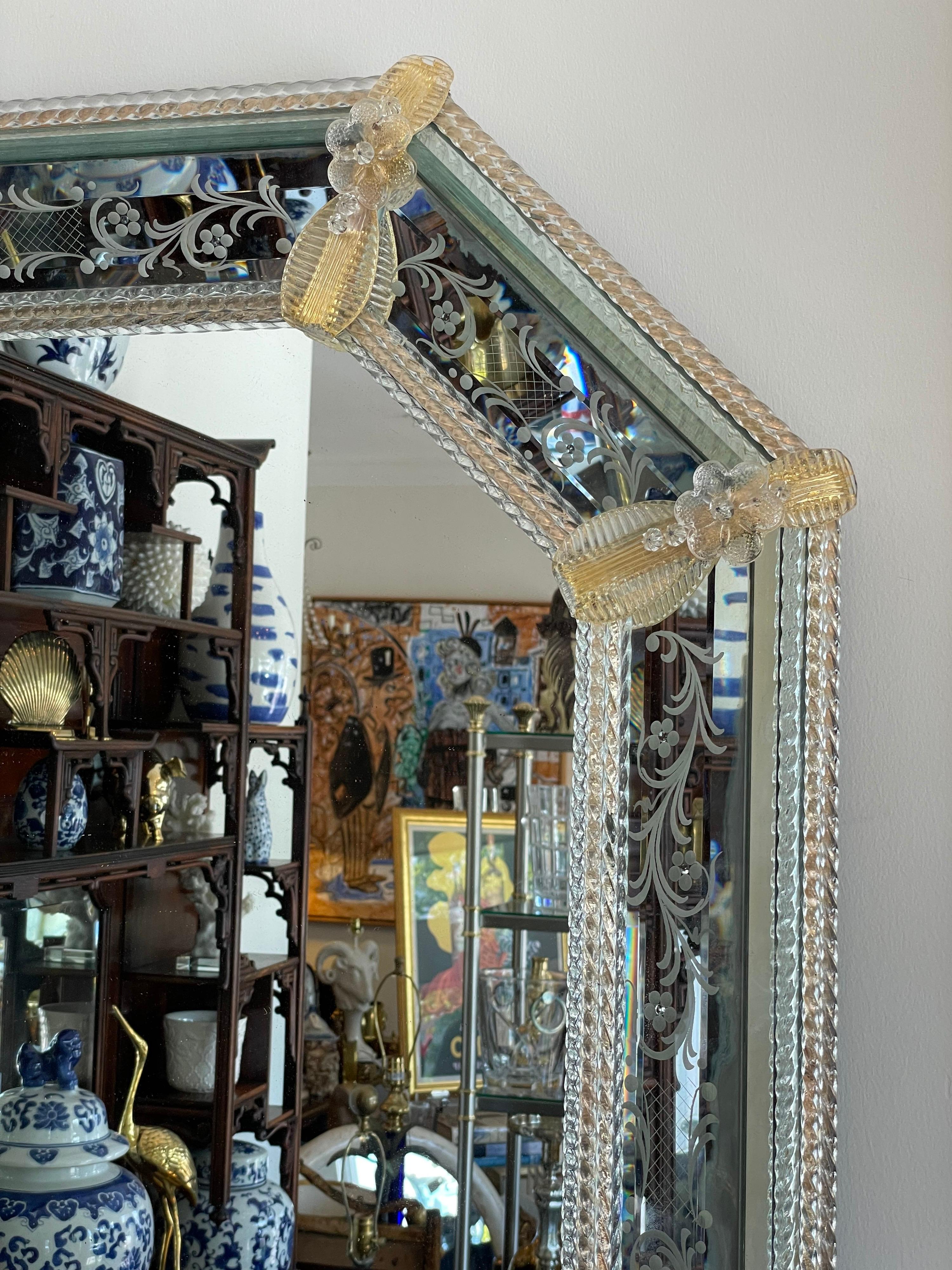 Pair of Venetian Murano Octagon Mirrors 4