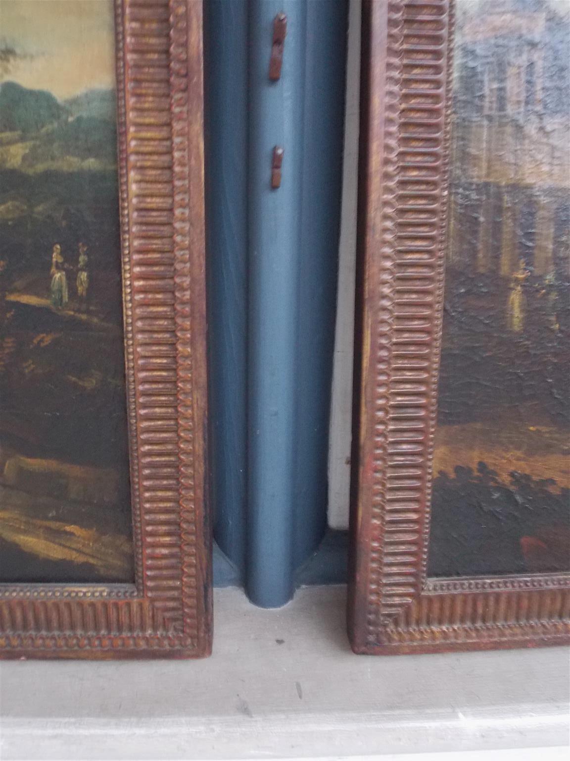 Early 19th Century Pair of Venetian Oil on Canvas Paintings in Original Gilt Frames, Circa 1820