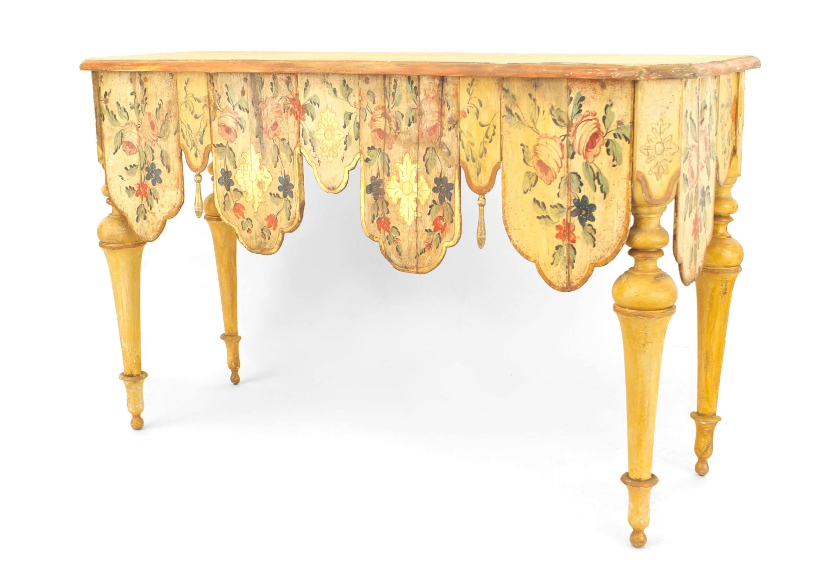 Italian Pair of Venetian Painted and Carved Console Tables