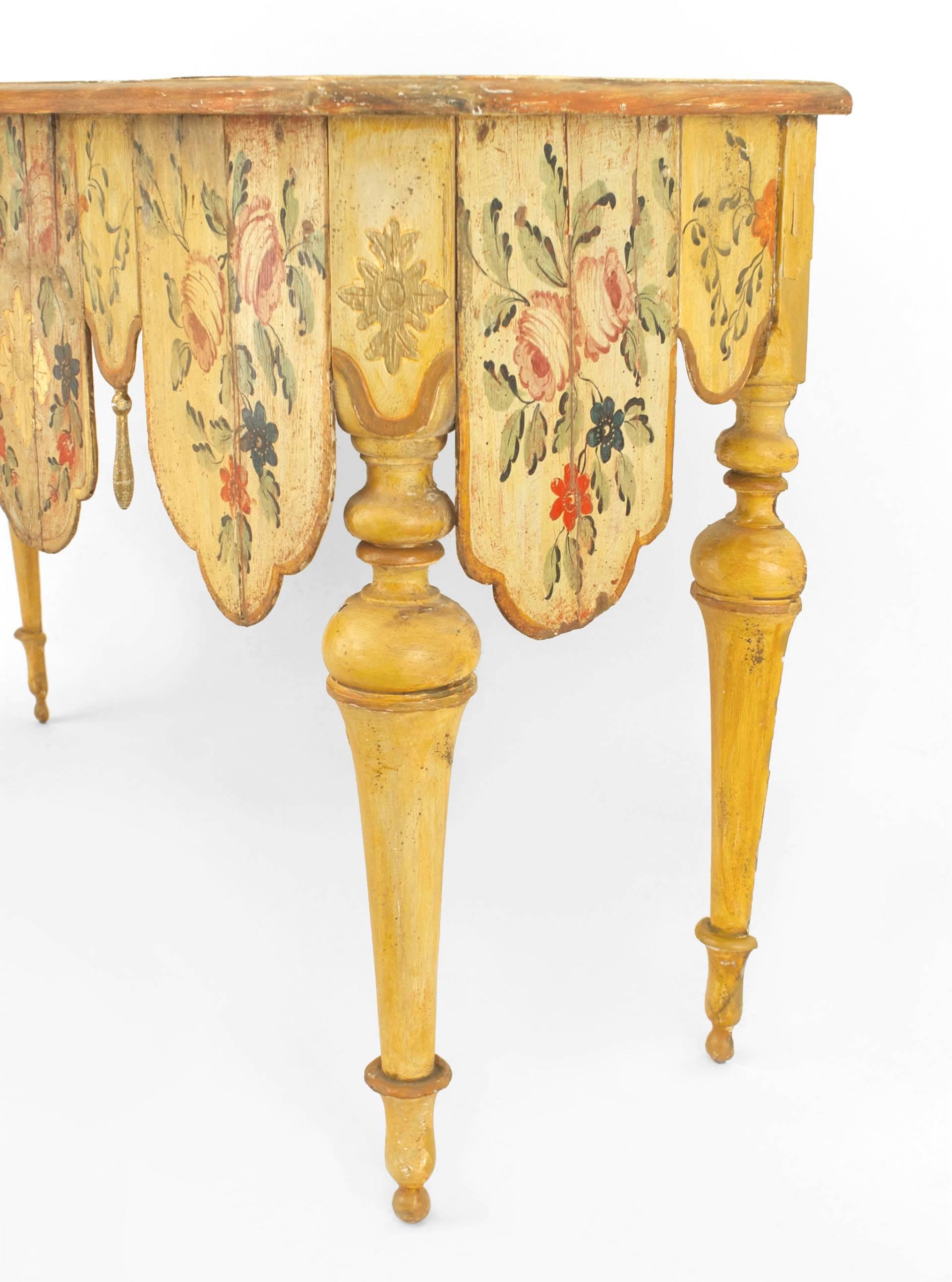 19th Century Pair of Venetian Painted and Carved Console Tables