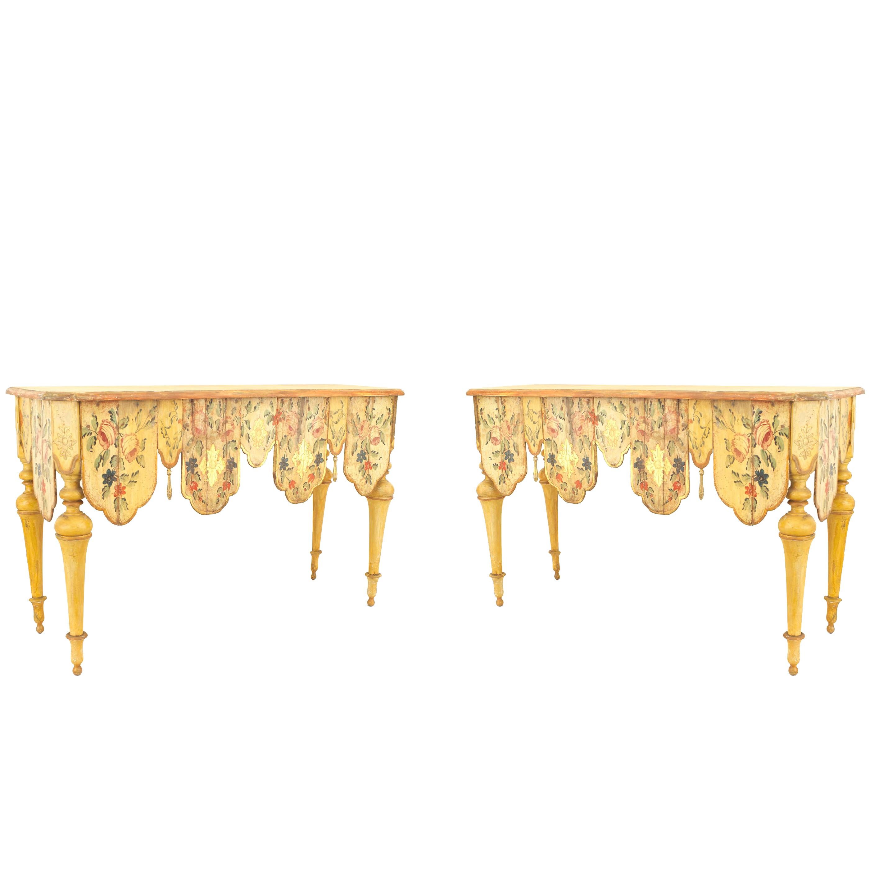 Pair of Venetian Painted and Carved Console Tables