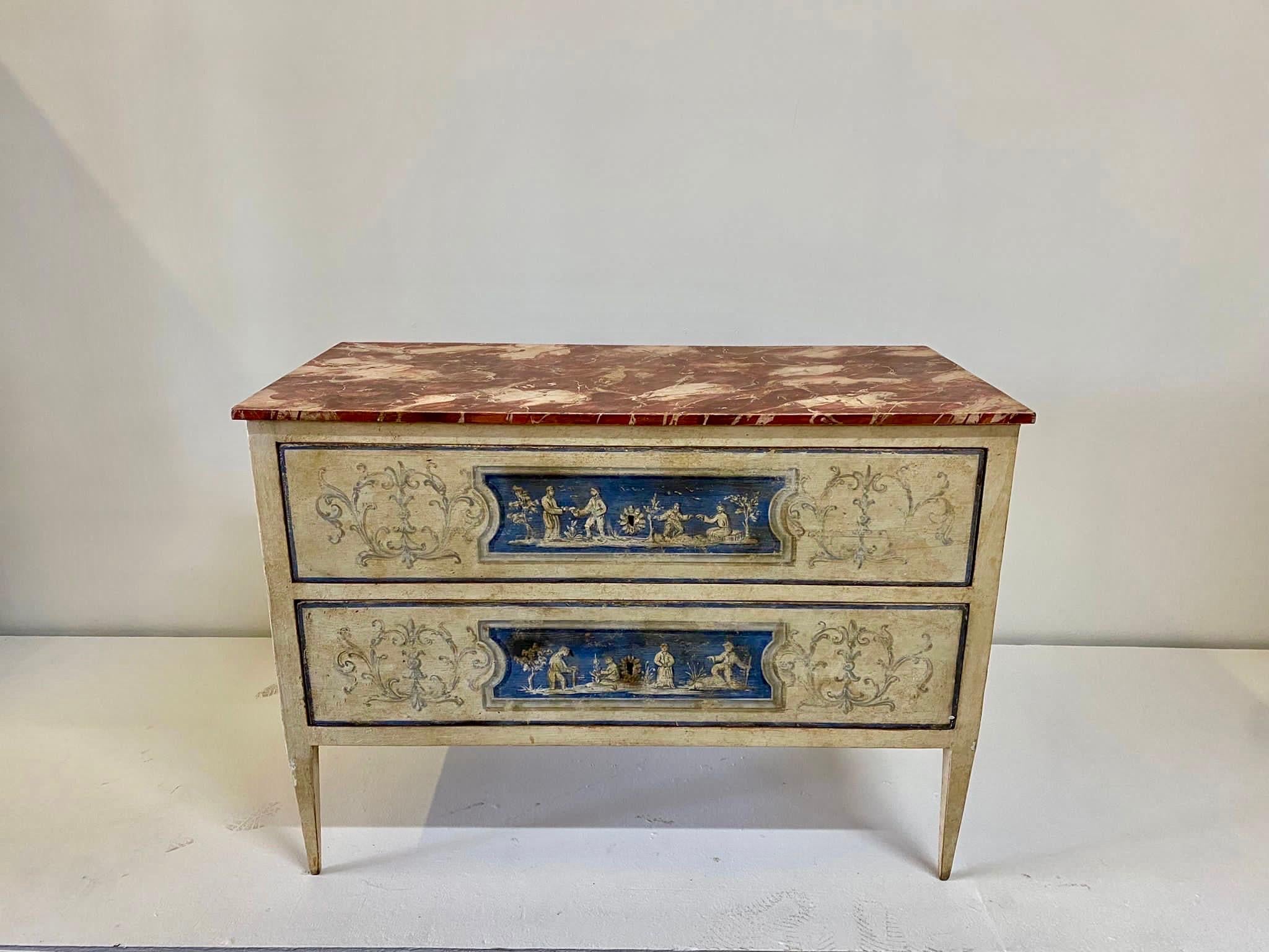 Pair of Venetian Painted Neoclassical Commodes For Sale 5