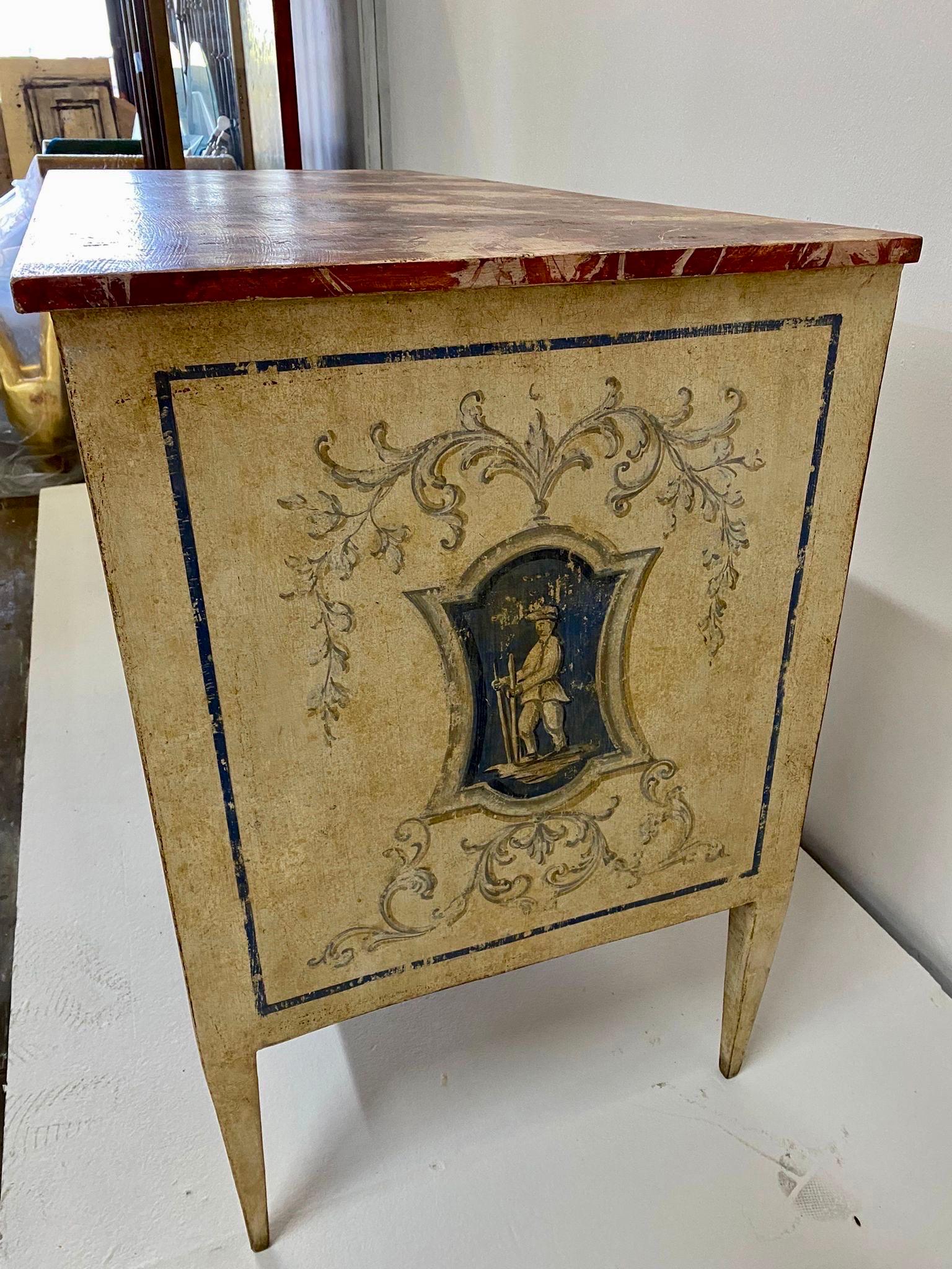 Pair of Venetian Painted Neoclassical Commodes For Sale 7