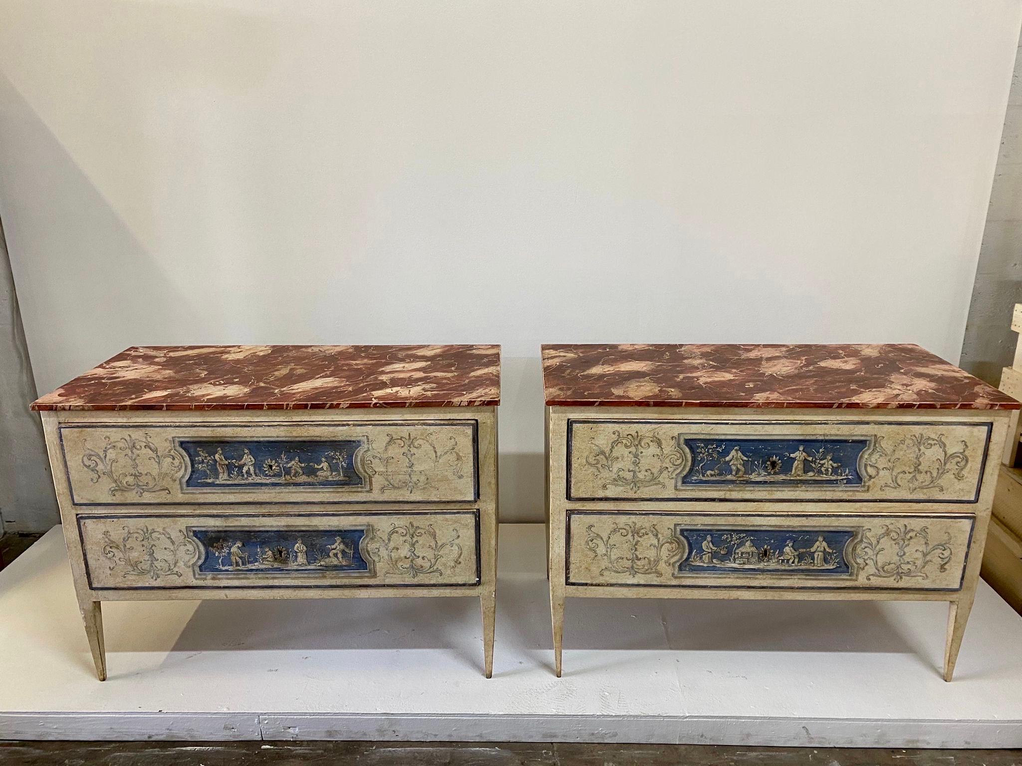 Pair of Venetian Painted Neoclassical Commodes For Sale 10