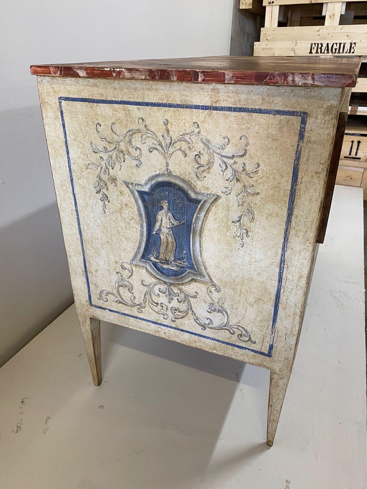 Pair of Venetian Painted Neoclassical Commodes For Sale 12