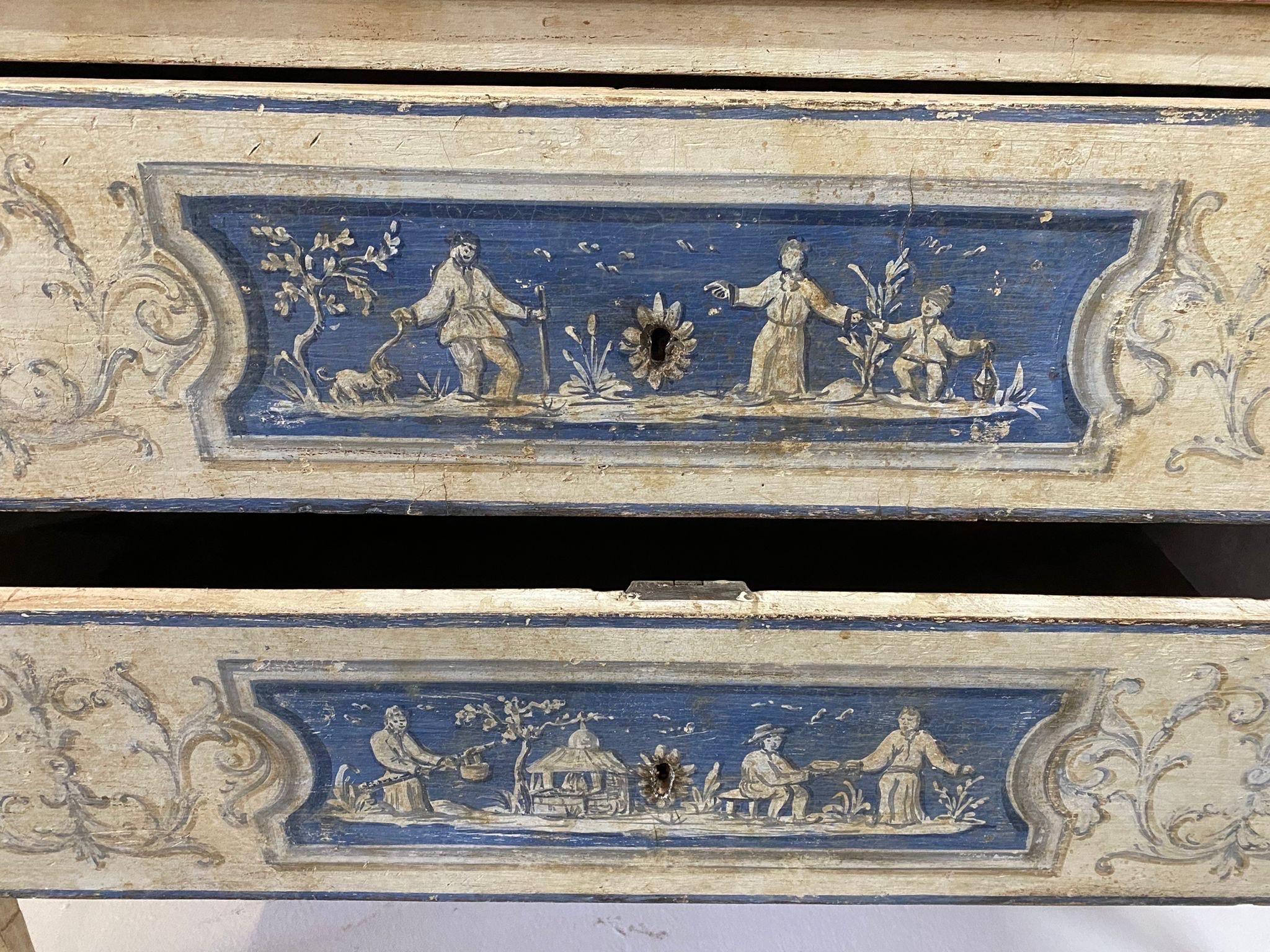 Pair of Venetian Painted Neoclassical Commodes For Sale 2