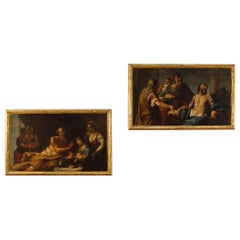 Pair of Venetian Paintings Mythological Scenes Oil on Canvas from 18th Century