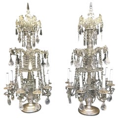 Pair of Venetian Rock Crystal Girandoles, 19th Century