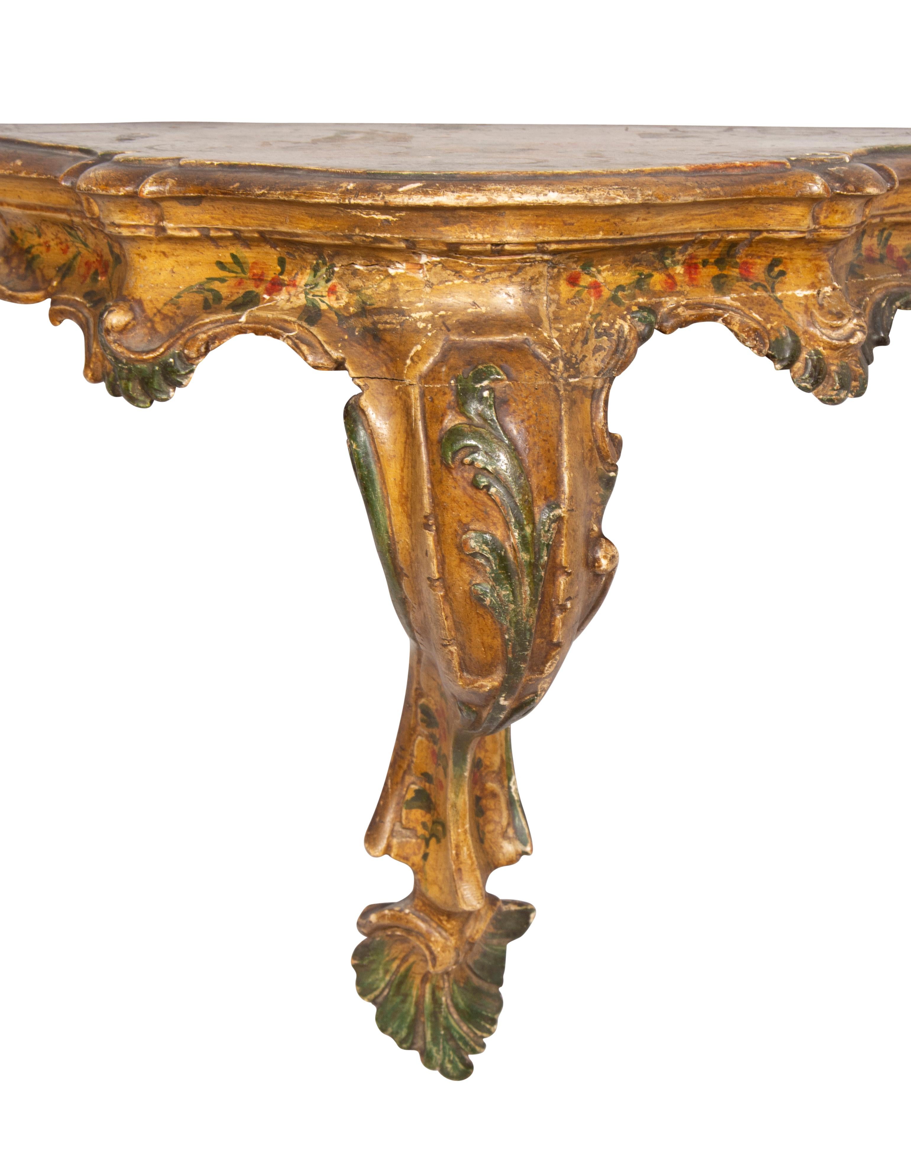 Pair of Venetian Rococo Painted Wall Brackets For Sale 4
