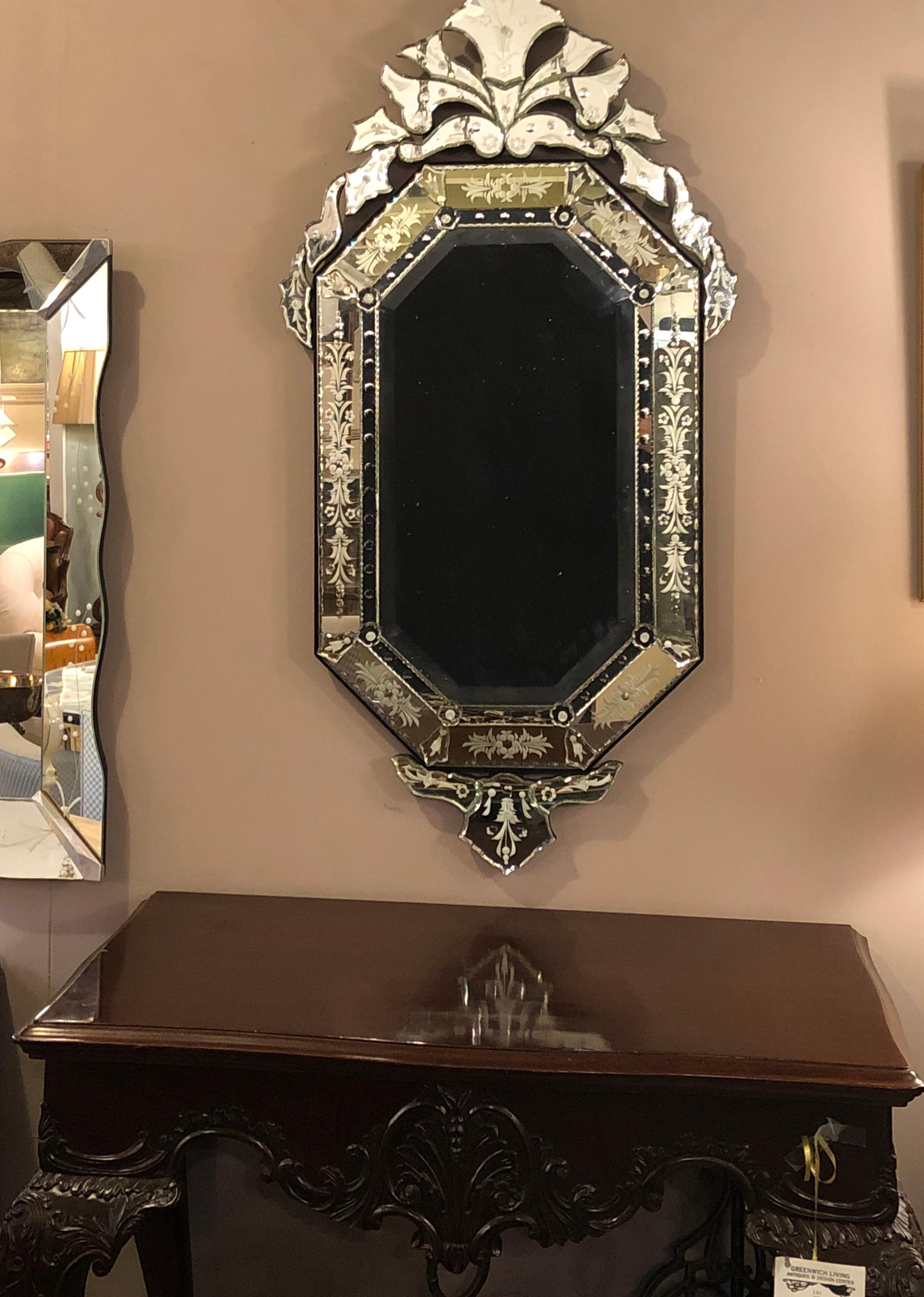 Pair of Venetian Style Glass Wall Console Mirrors 5