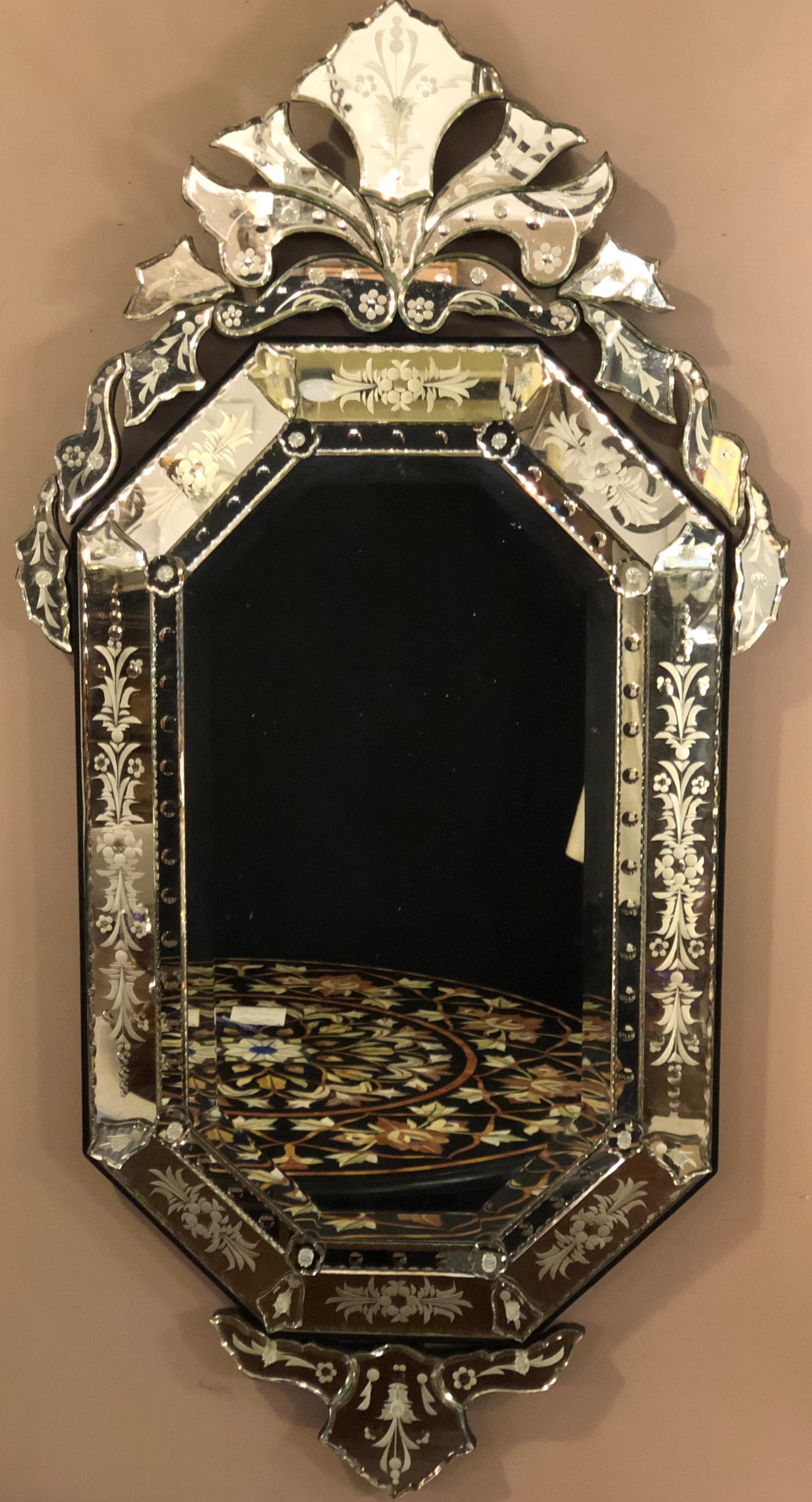 Pair of Venetian Style Glass Wall Console Mirrors 3