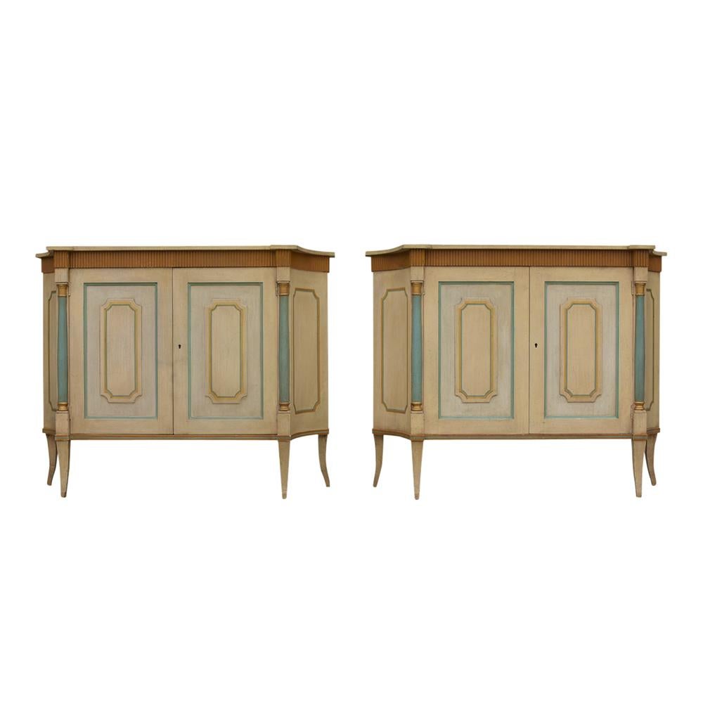 Pair of Venetian Style Hand Painted Sideboards by Baker