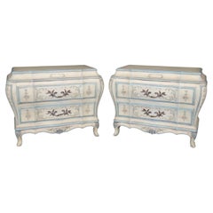 Pair of Venetian Style Karges Paint Decorated Commodes Night Stands