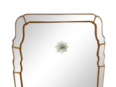 Pair of Tall Maison Jansen Style Bronze Mounted Mirrors with Etched Starbursts