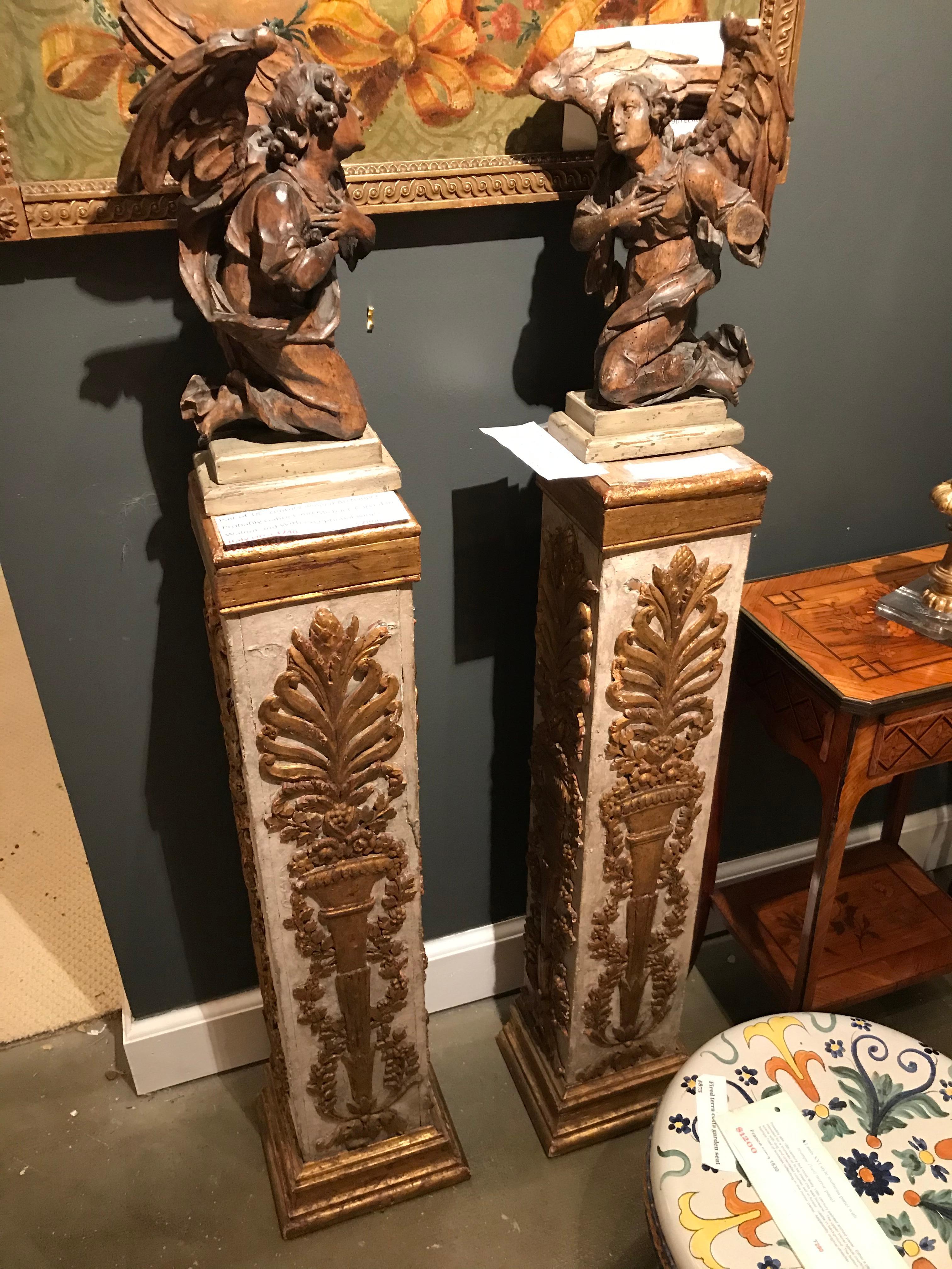 Wood Pair of Venetian Styled Neoclassical Pedestals