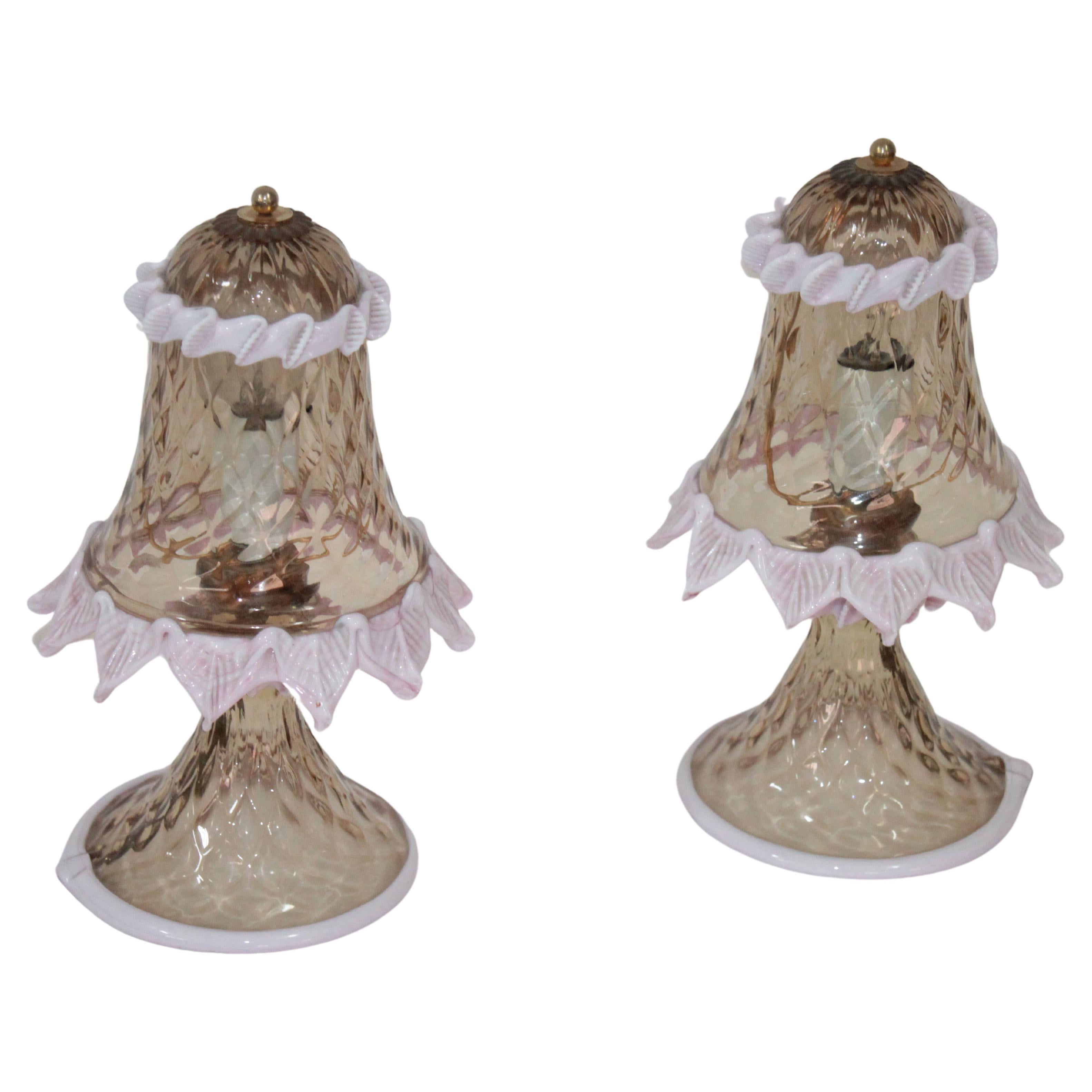 Pair of Venetian Table Lamp Murano Artglass 1970s